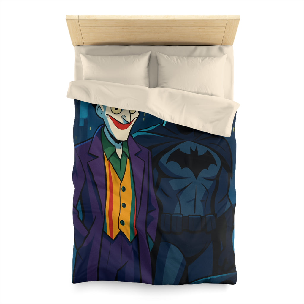 Superhéros au crépuscule : Housse de couette thème ville nocturne avec personnages emblématiques