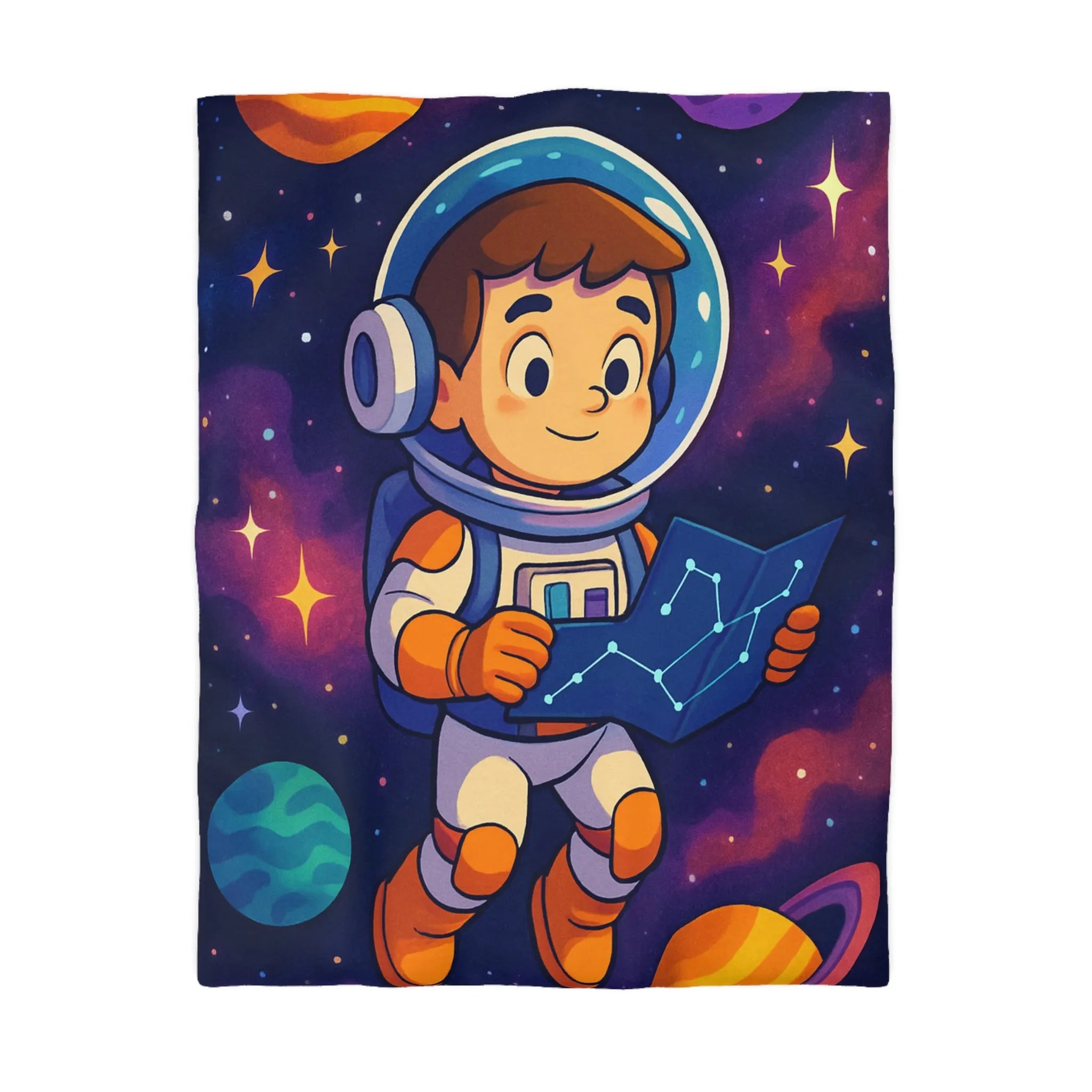 Explorez l'Espace avec un Jeune Astronaute et Planètes Colorées sur Votre Linge