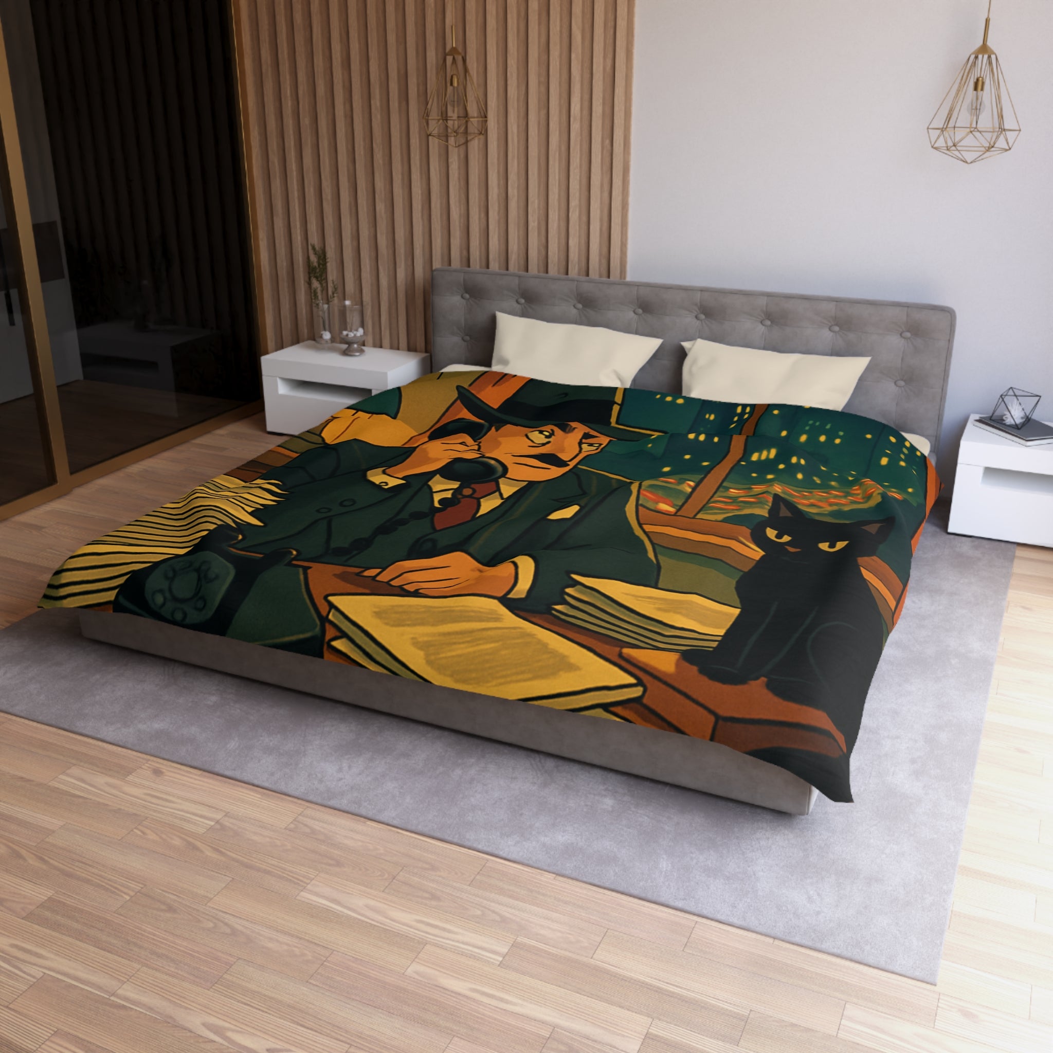 Housse de Couette Microfibre Motif Créatif Original Style Contemporain Chambre Élégante