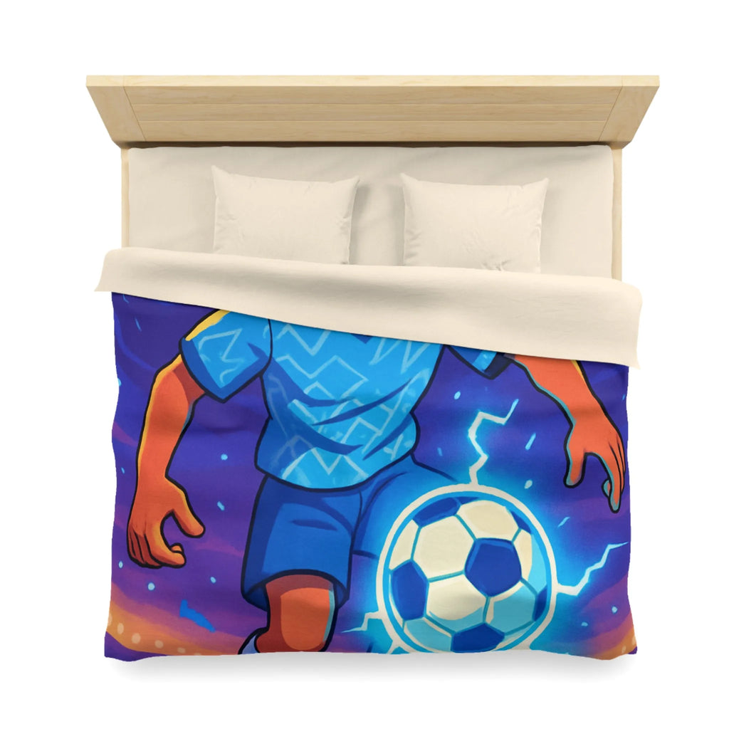 Housse de Couette Enfant Football Éclair Bleu Lumière Dynamique Jeu Sportif Aventure