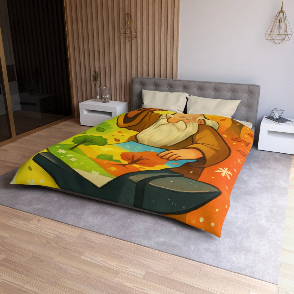 Housse de Couette Artistique aux Couleurs des Quatre Saisons avec Forge Mystique