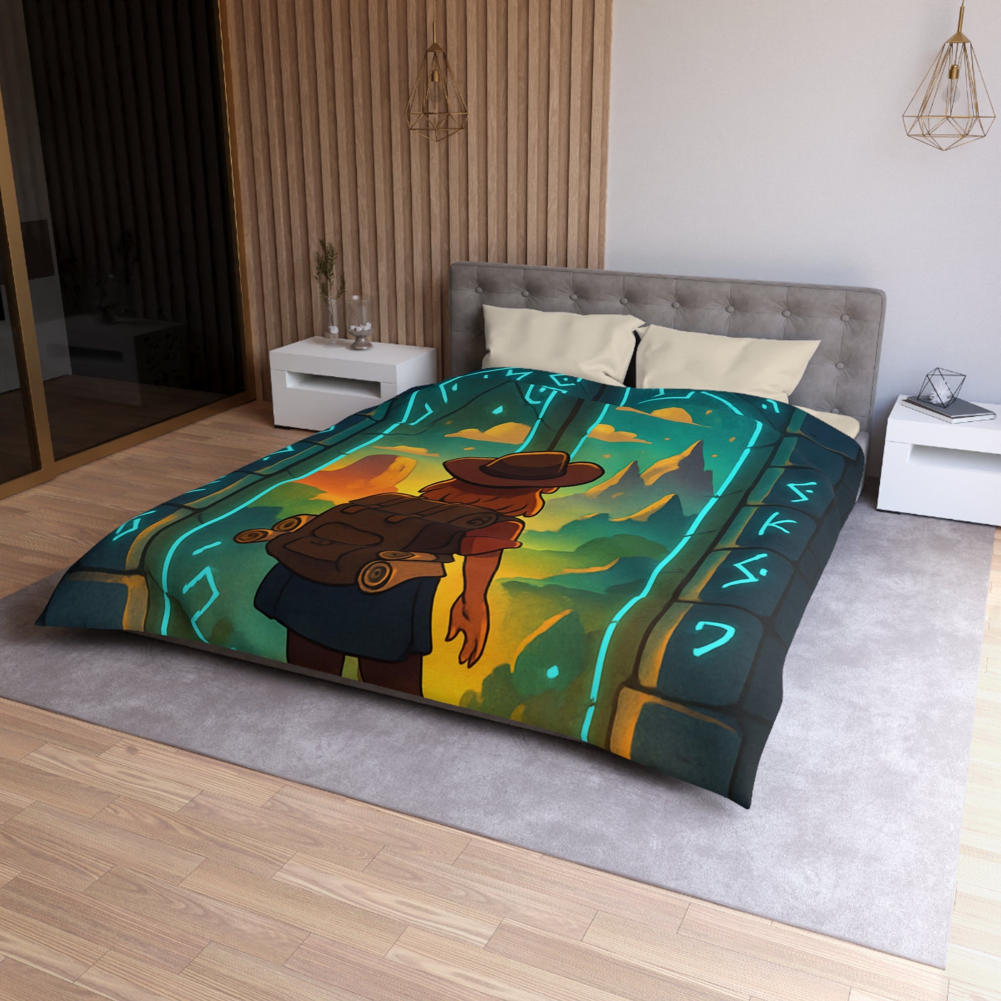 Housse de Couette Microfibre Motif Créatif Original Style Contemporain Chambre Élégante