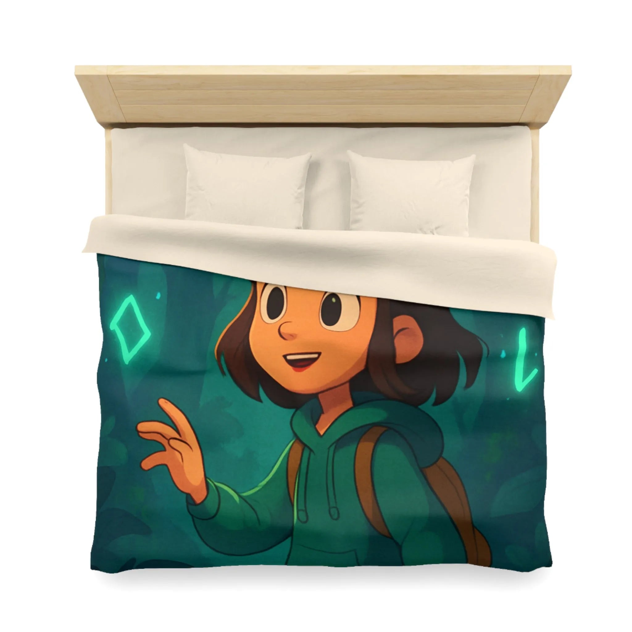 Housse de couette enfant avec motifs magiques et mystiques en forêt enchantée sombre