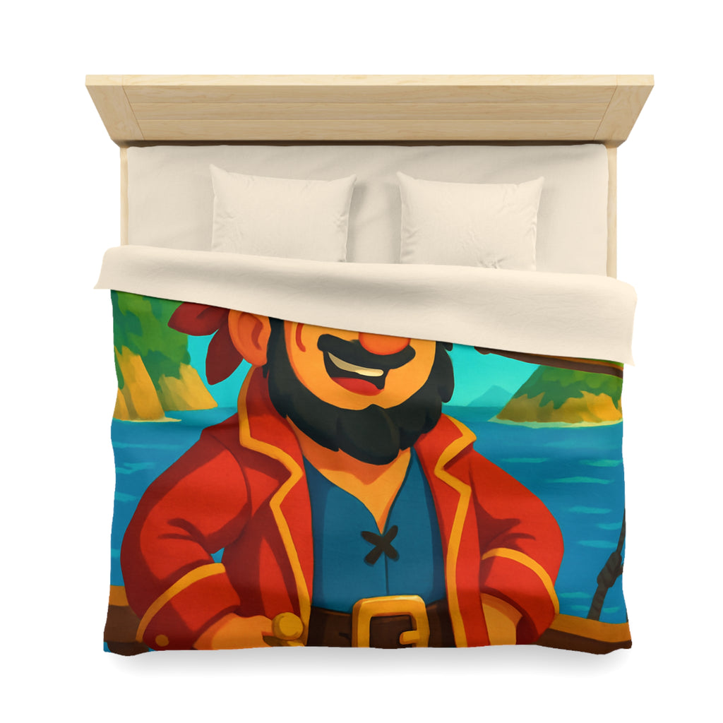 Housse de couette pirate joyeux avec carte au trésor et îles paradisiaques