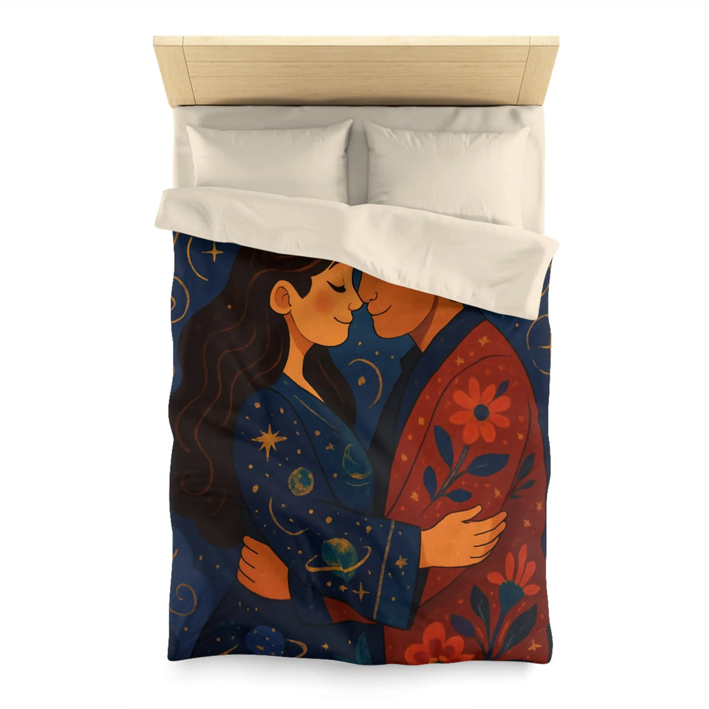 Housse de couette avec illustration romantique au clair de lune et motifs celestes