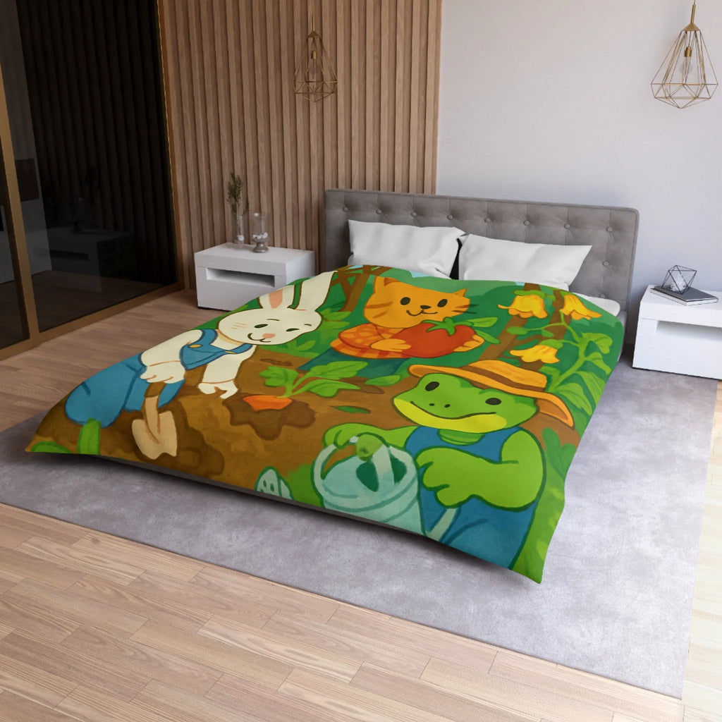 Housse de couette enfant avec animaux adorables jardiniers pour chambre thématique colorée