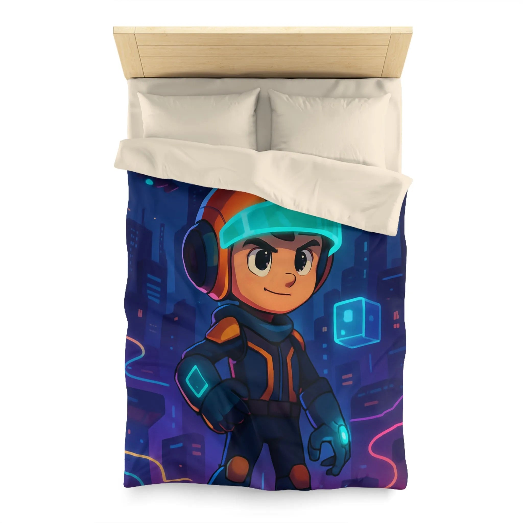 Envolez-vous avec housse de couette futuriste explorateur cosmique lumineux pour enfants