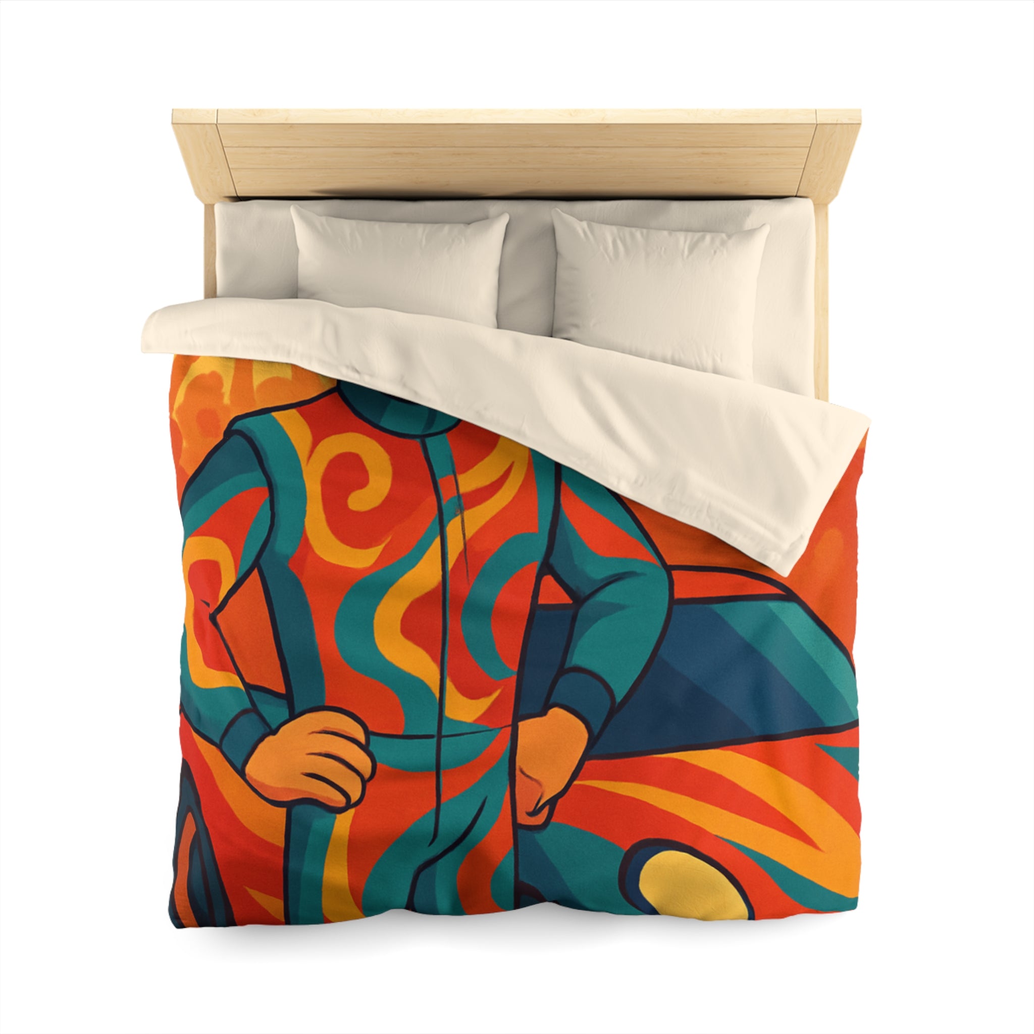 Housse de Couette Microfibre Illustration Unique Design Moderne Décoration Intérieure Raffinée