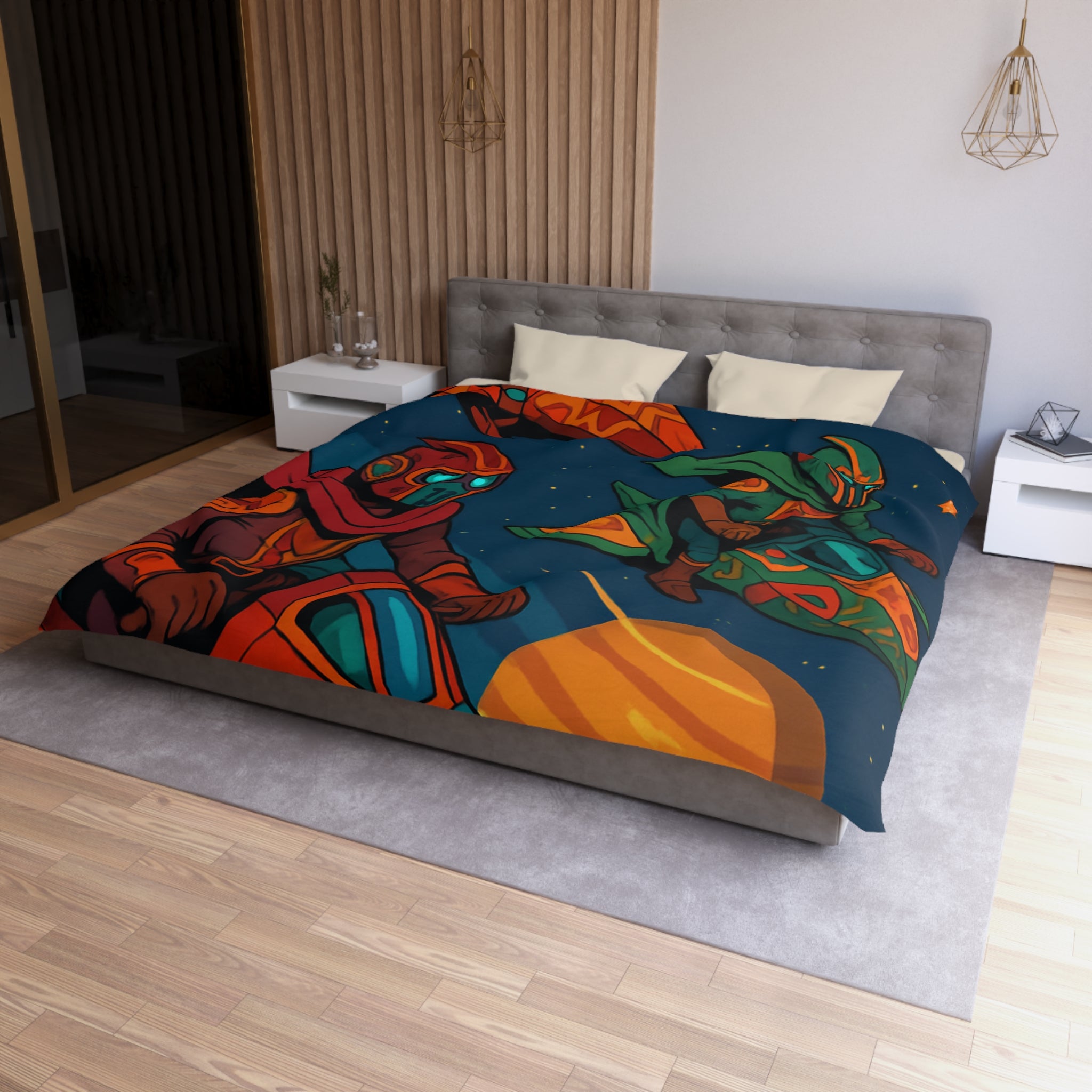 Housse de Couette Microfibre Motif Créatif Original Style Contemporain Chambre Élégante