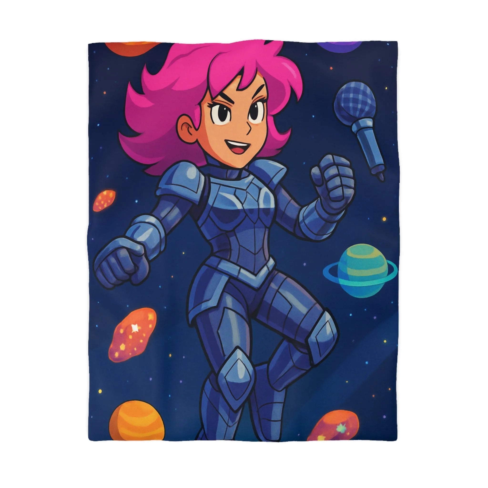 Housse de couette astronaute colorée avec planètes et étoiles thème aventure spatiale