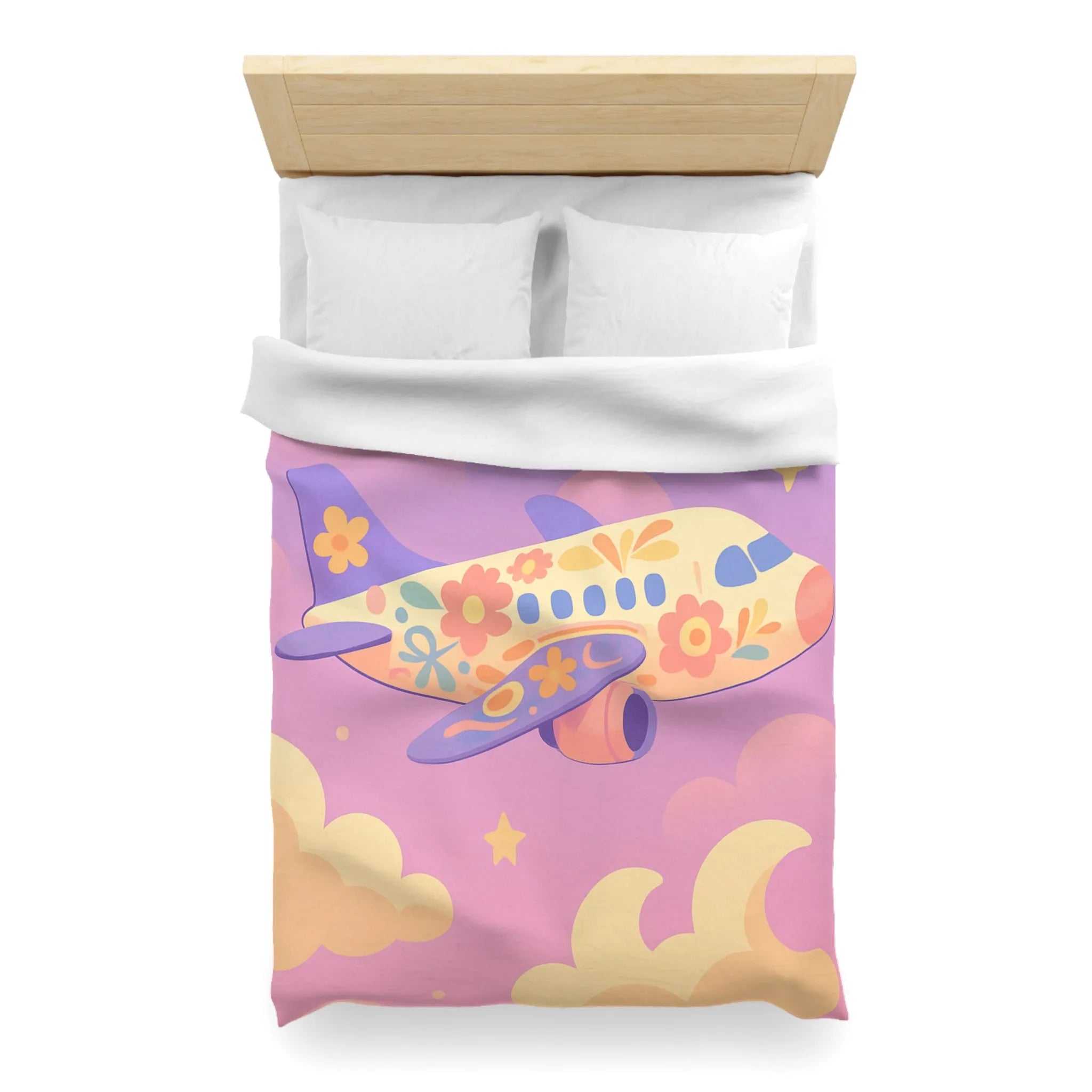 Housse de Couette Enfant Avion Fleuri, Repos Rêveur pour Chambre Cocon Douillet