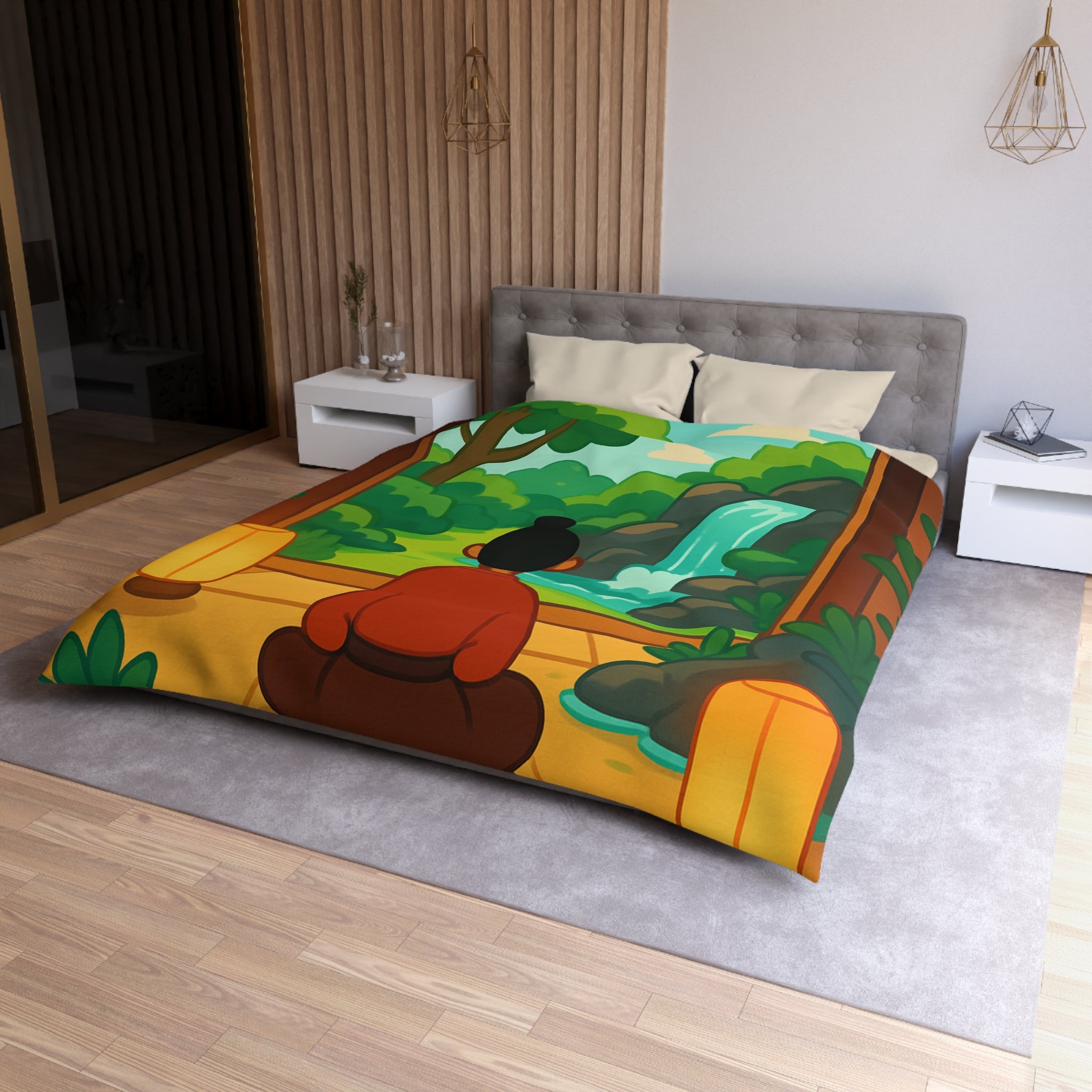 Housse de Couette Microfibre Illustration Unique Design Moderne Décoration Intérieure Raffinée