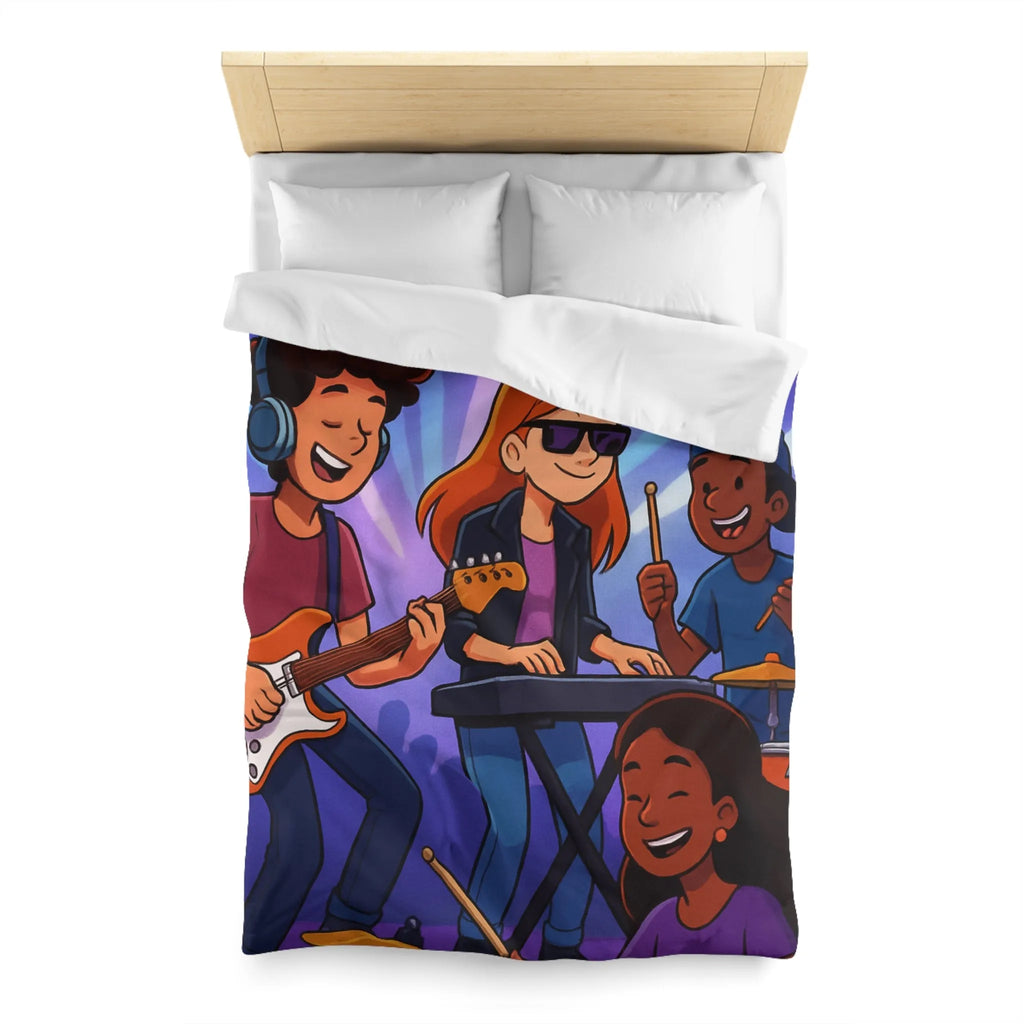 Ensemble musical animé pour housse de couette colorée et dynamique pour jeunes musiciens