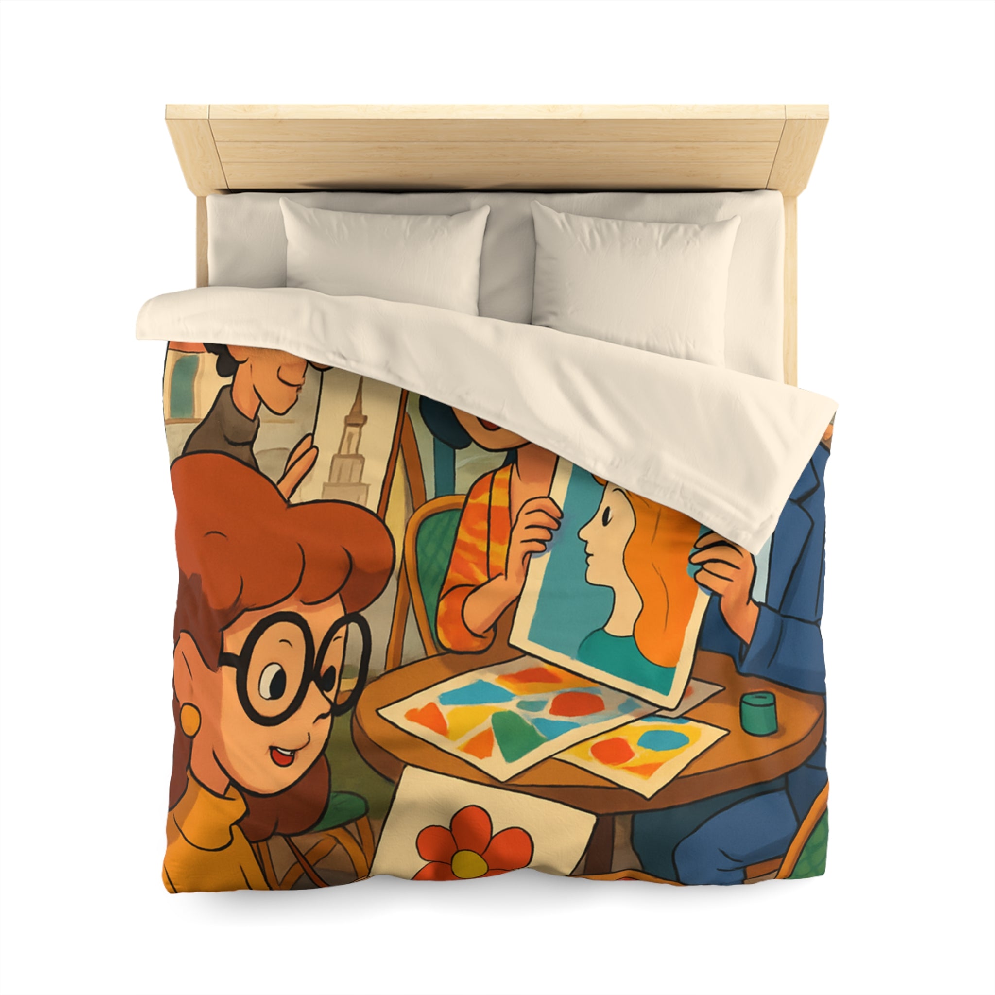 Housse de Couette Microfibre Illustration Unique Design Moderne Décoration Intérieure Raffinée