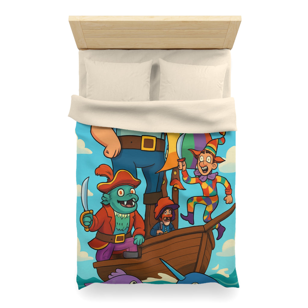 Housse de couette pirate joyeux arc-en-ciel colorée avec bateau pour enfant chambre