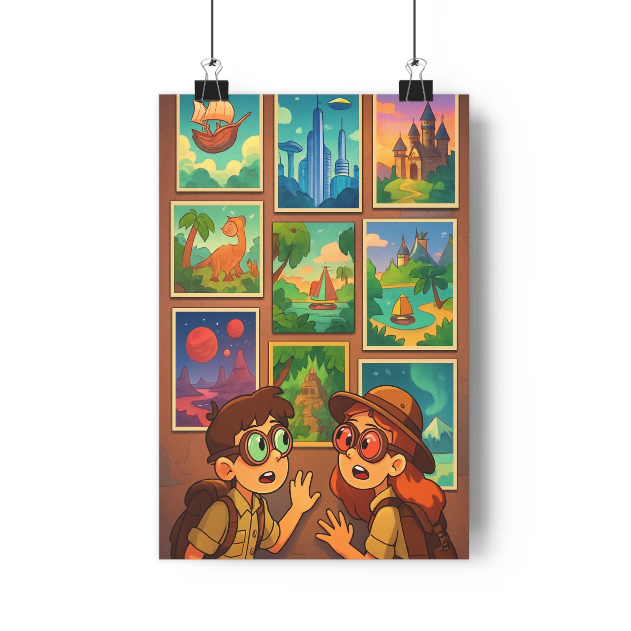 Poster décoratif aventure sciencefiction paysage vibrant coloré bureau salon fantaisie moderne 30x46 qualité premium