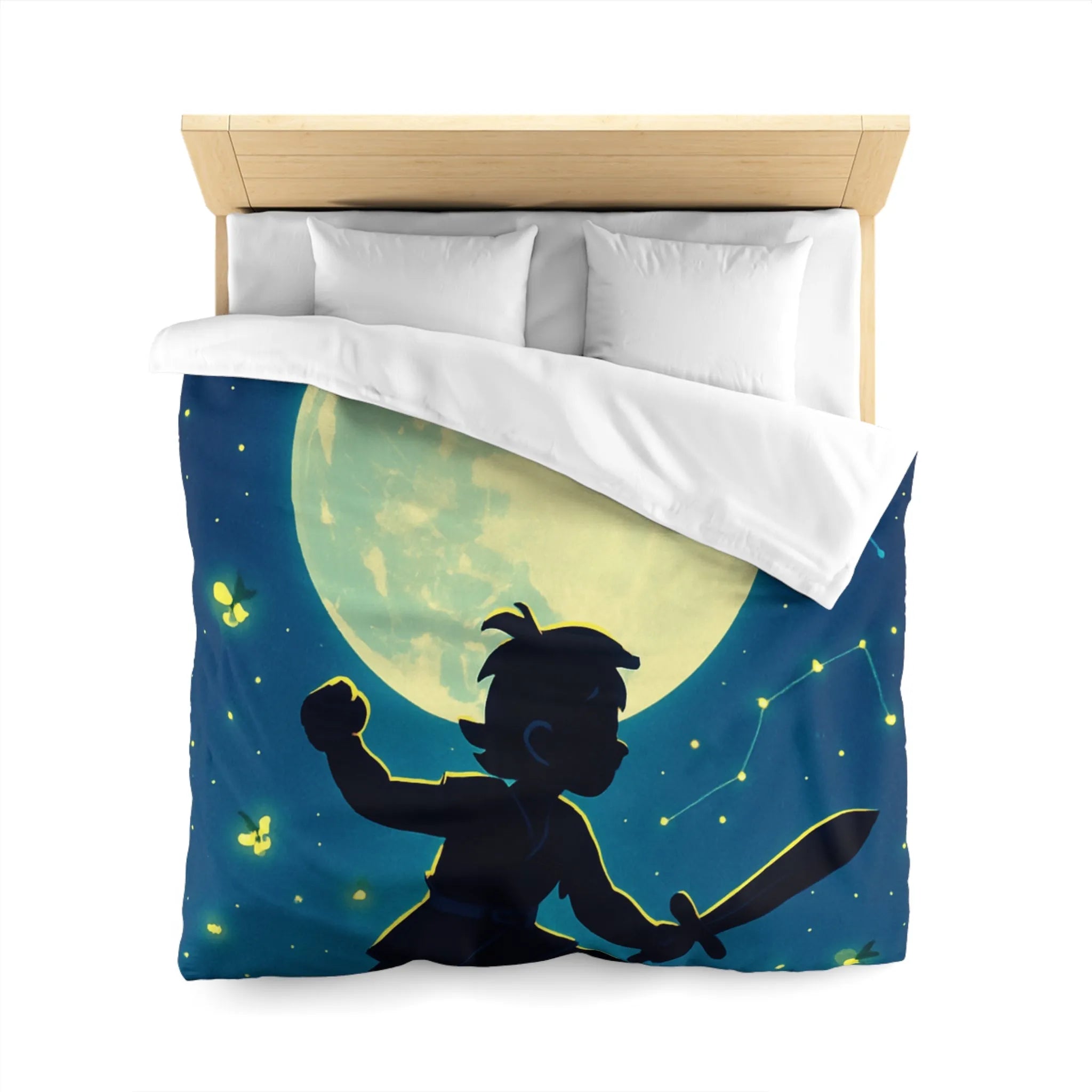 Housse de couette enfant design aventurier nocturne avec lune et constellations magiques