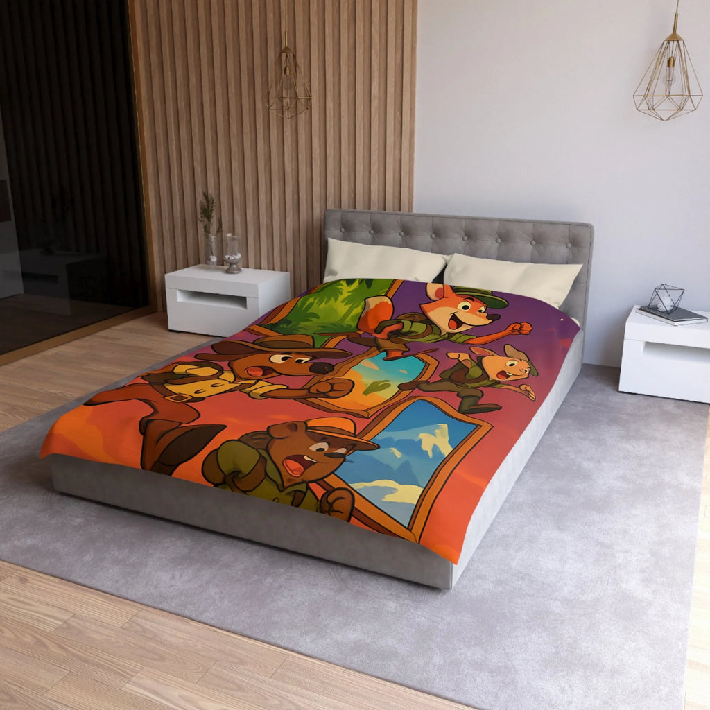 Housse de Couette Microfibre Art Graphique Contemporain Style Décoratif Chambre Tendance