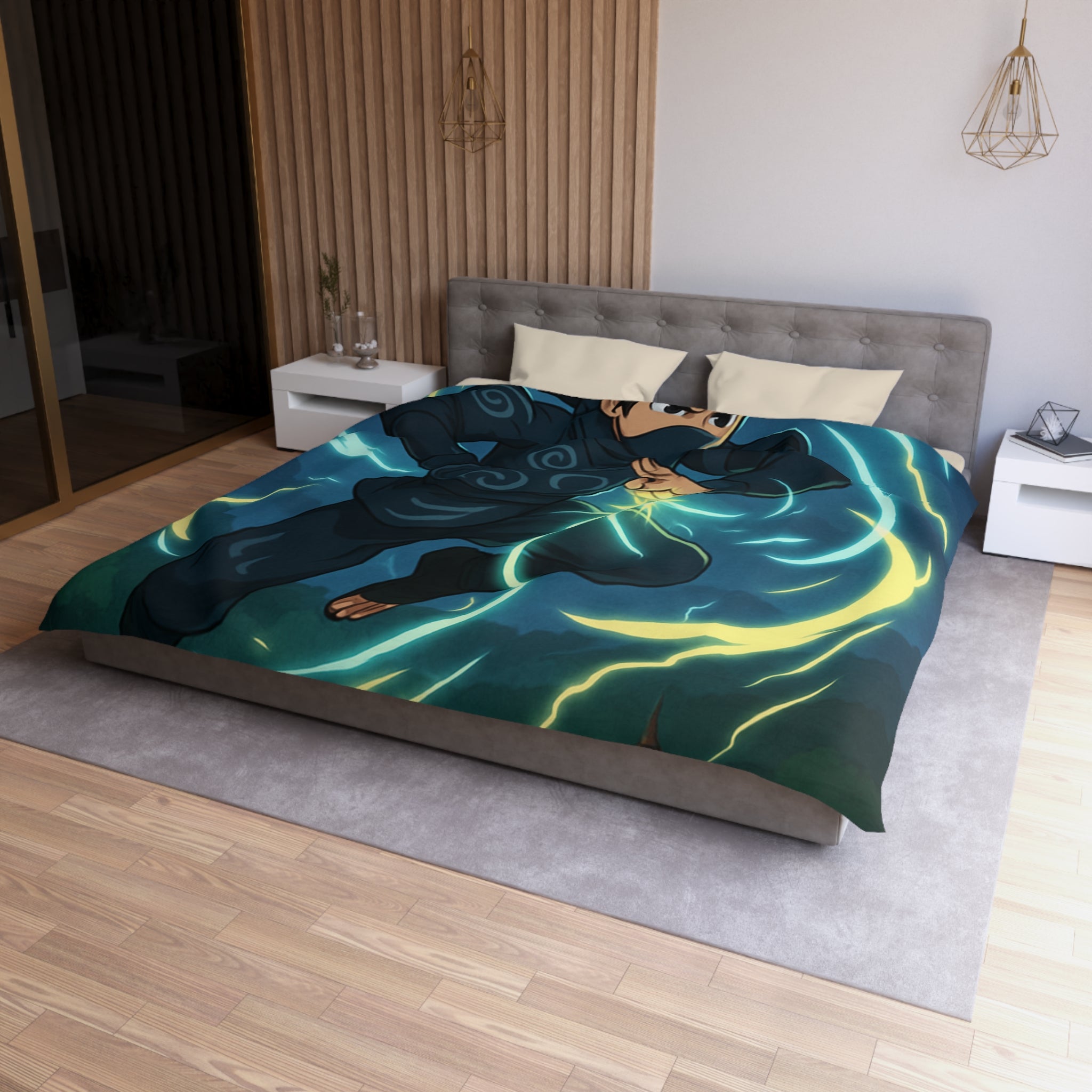 Housse de Couette Microfibre Motif Créatif Original Style Contemporain Chambre Élégante