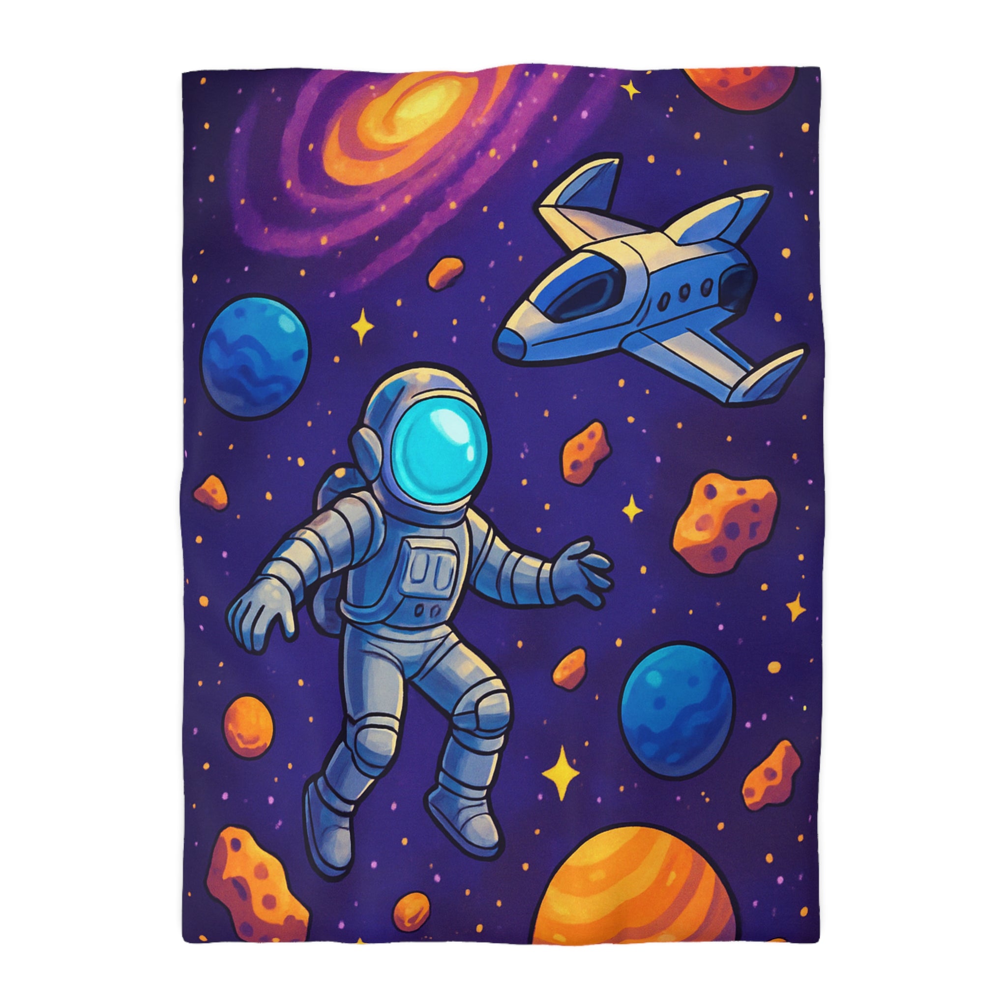 Housse de couette spatiale avec astronaute et planètes colorées pour enfants et adultes