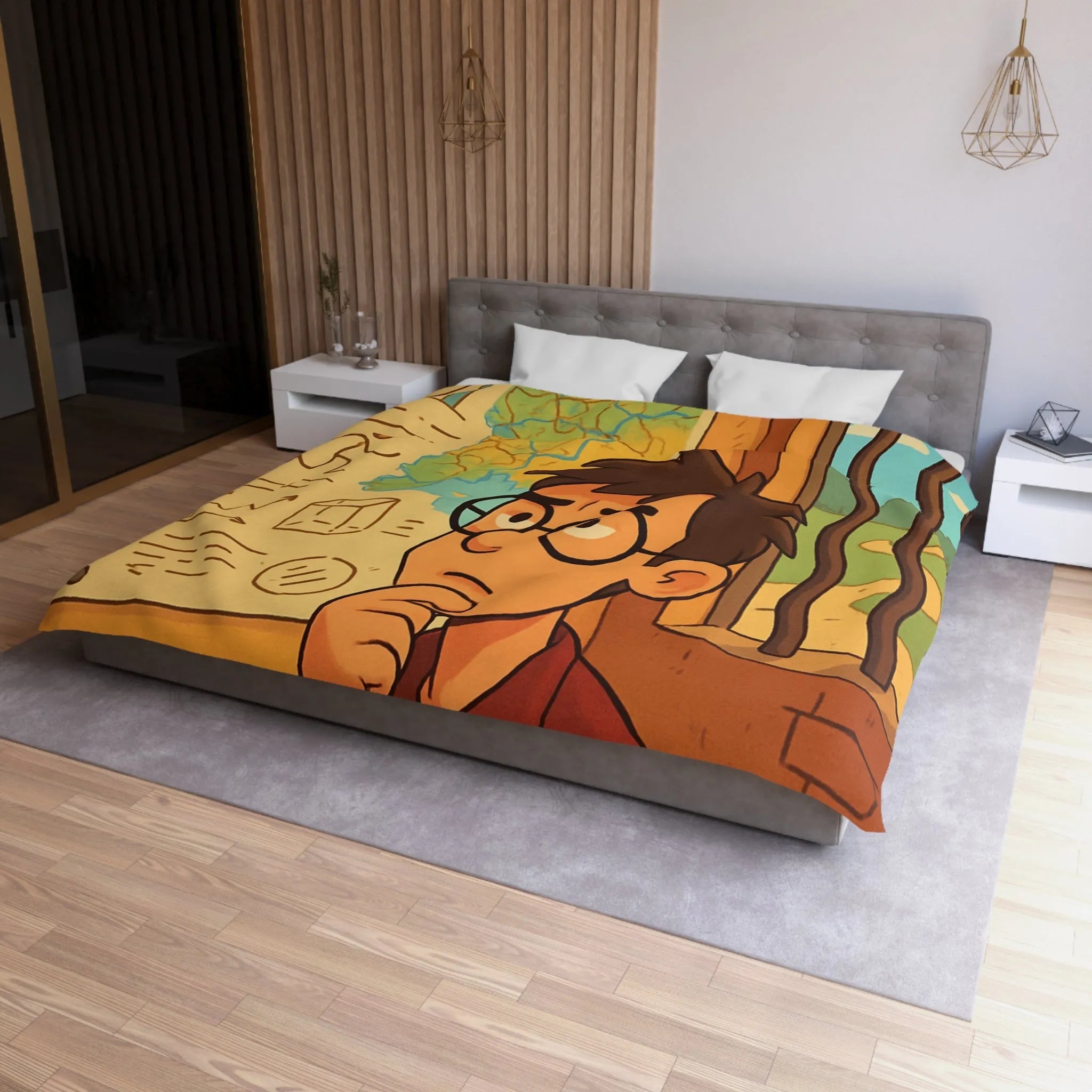 Explorez Une Housse de Couette Inspirée de Cartes et Graphiques pour Esprit Curieux