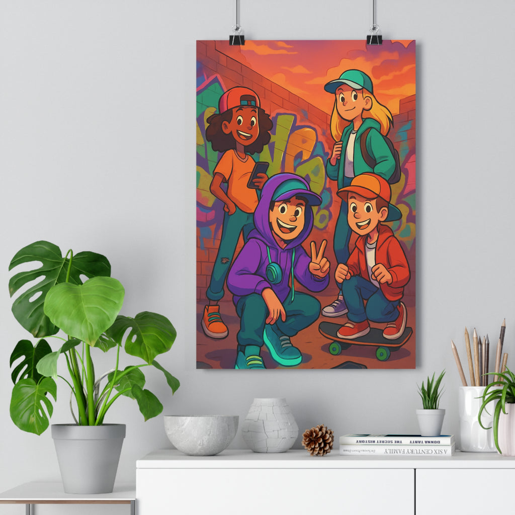 Poster décoratif aventure urbaine dynamique moderne adolescent chambre créatif vibrant graffiti coloré 30x46 coucher