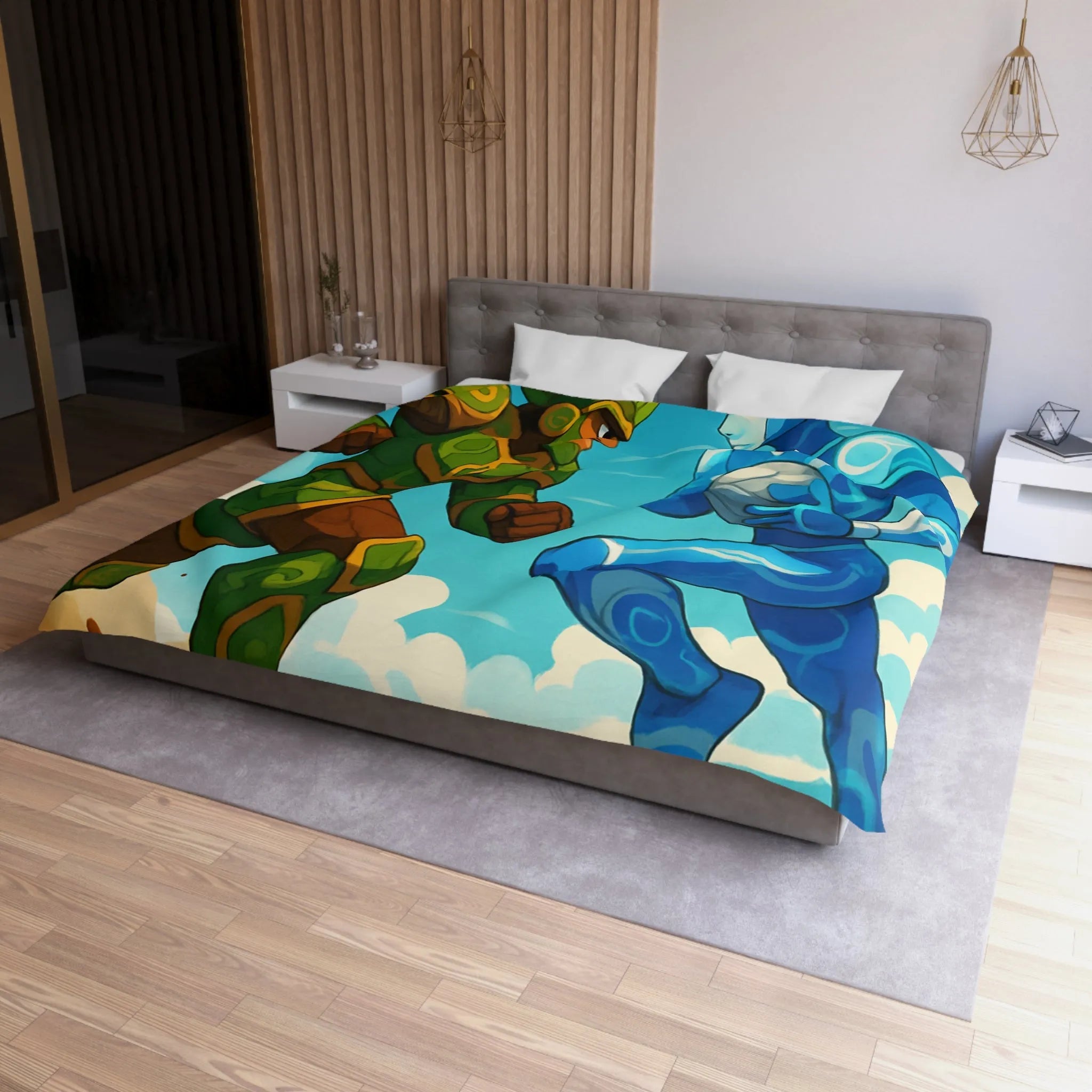 Énergie et Éléments Fusionnent dans un Duel Artistique Coloré pour Housse de Couette