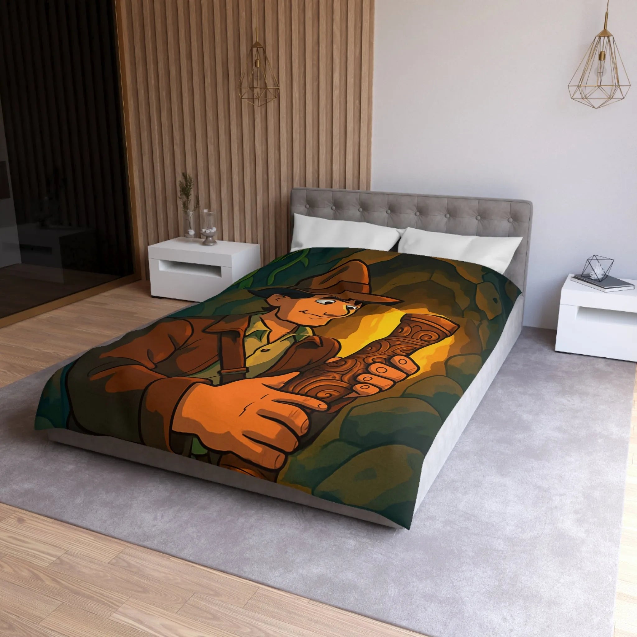 Housse de Couette Microfibre Art Graphique Contemporain Style Décoratif Chambre Tendance