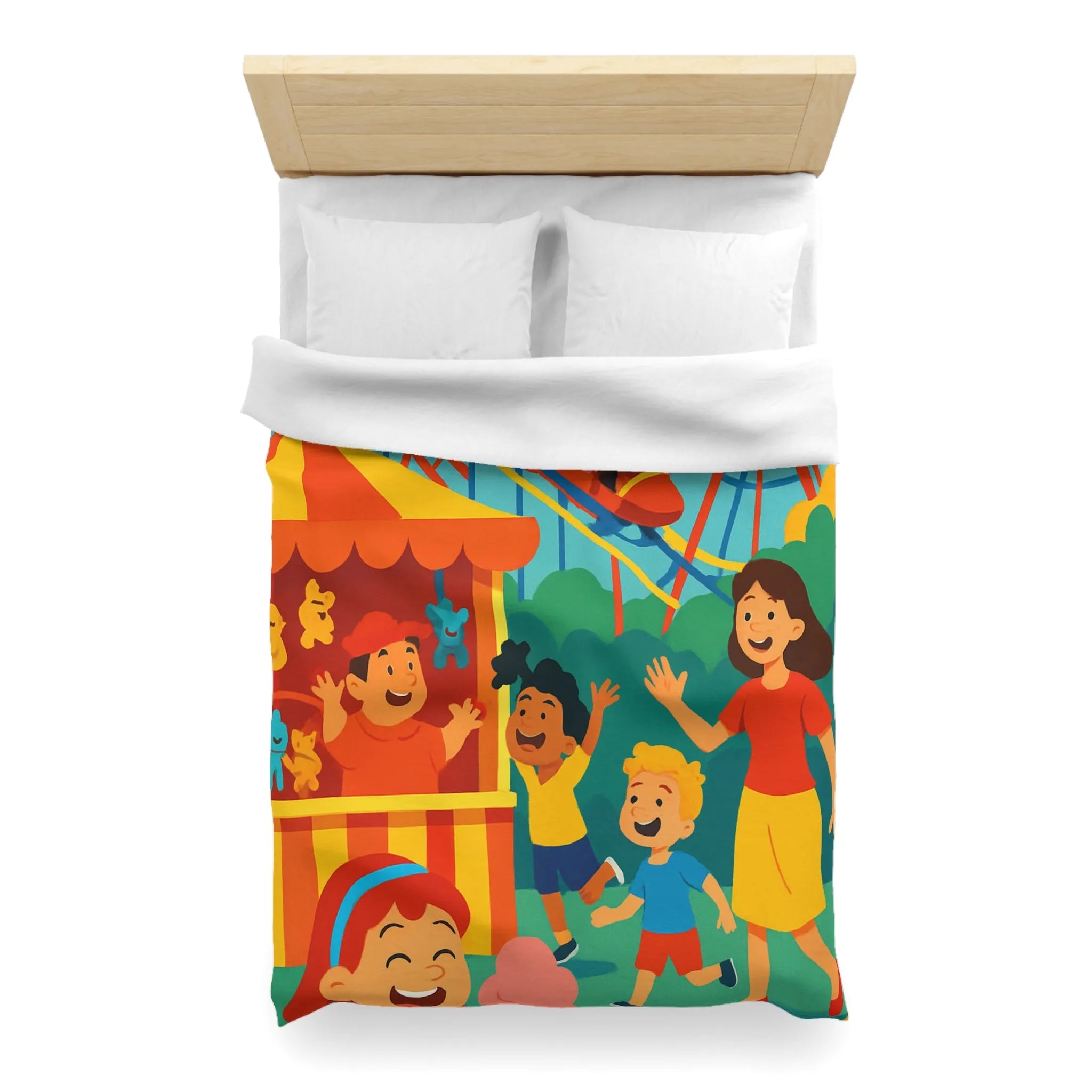 Housse de couette amusante pour enfants avec parc d'attractions coloré et joyeux