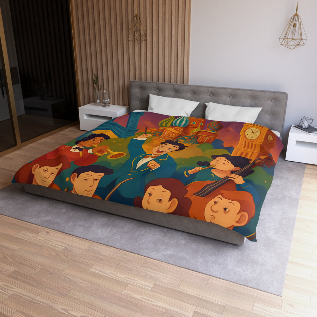 Housse de Couette Microfibre Motif Créatif Original Style Contemporain Chambre Élégante