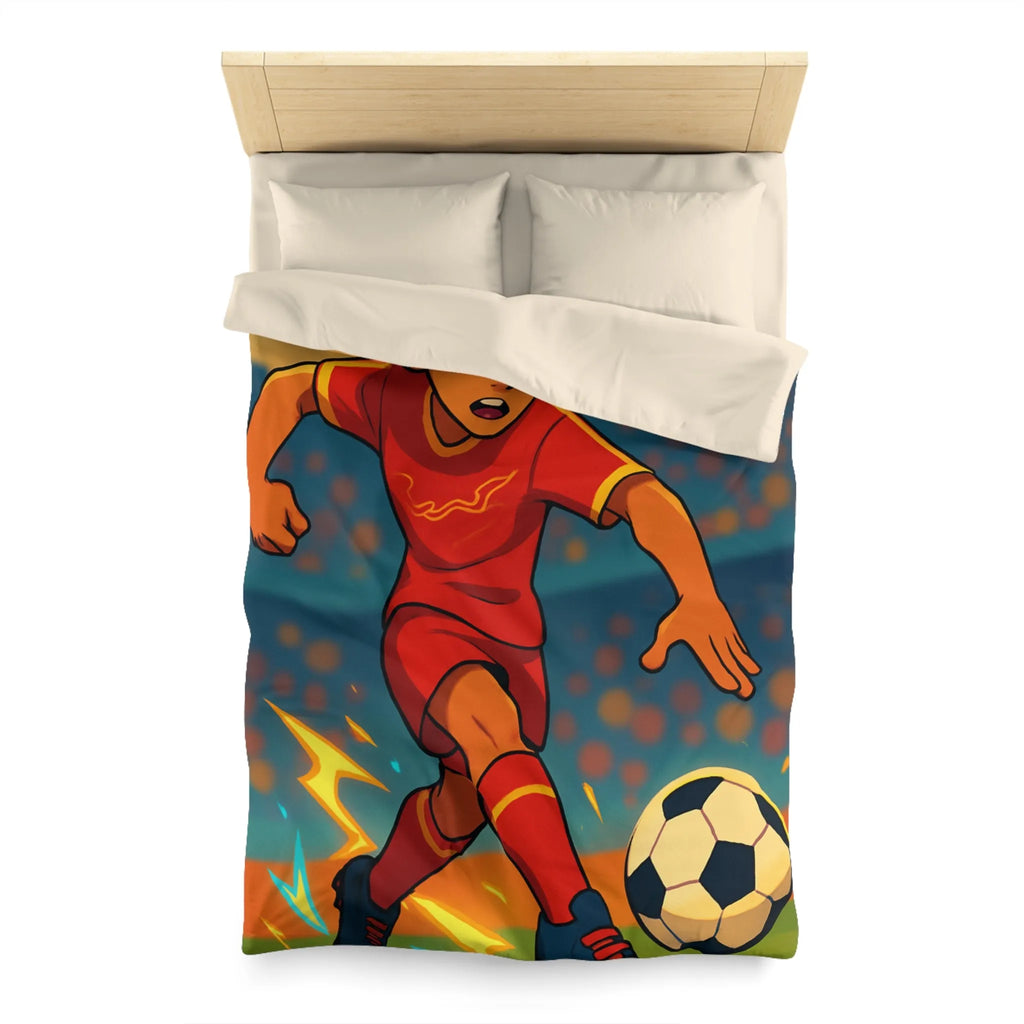 Housse de couette football enfant design joueur intense terrain animation colorée