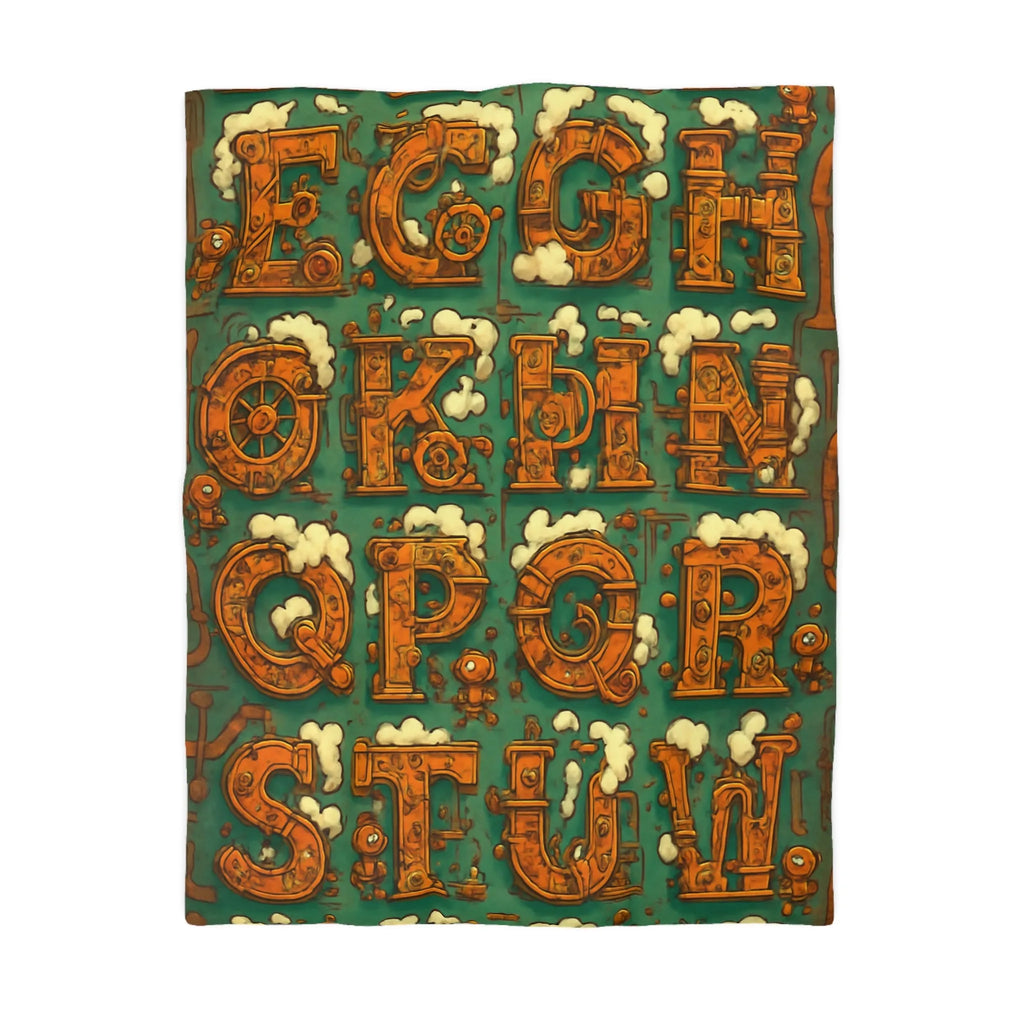 Alphabet Steampunk avec Nuages Évaporants - Design Créatif pour Housse de Couette Originale