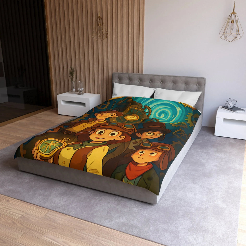 Housse de Couette Enfant Steampunk Aventure Horlogerie avec Spirale Temporelle Mystérieuse