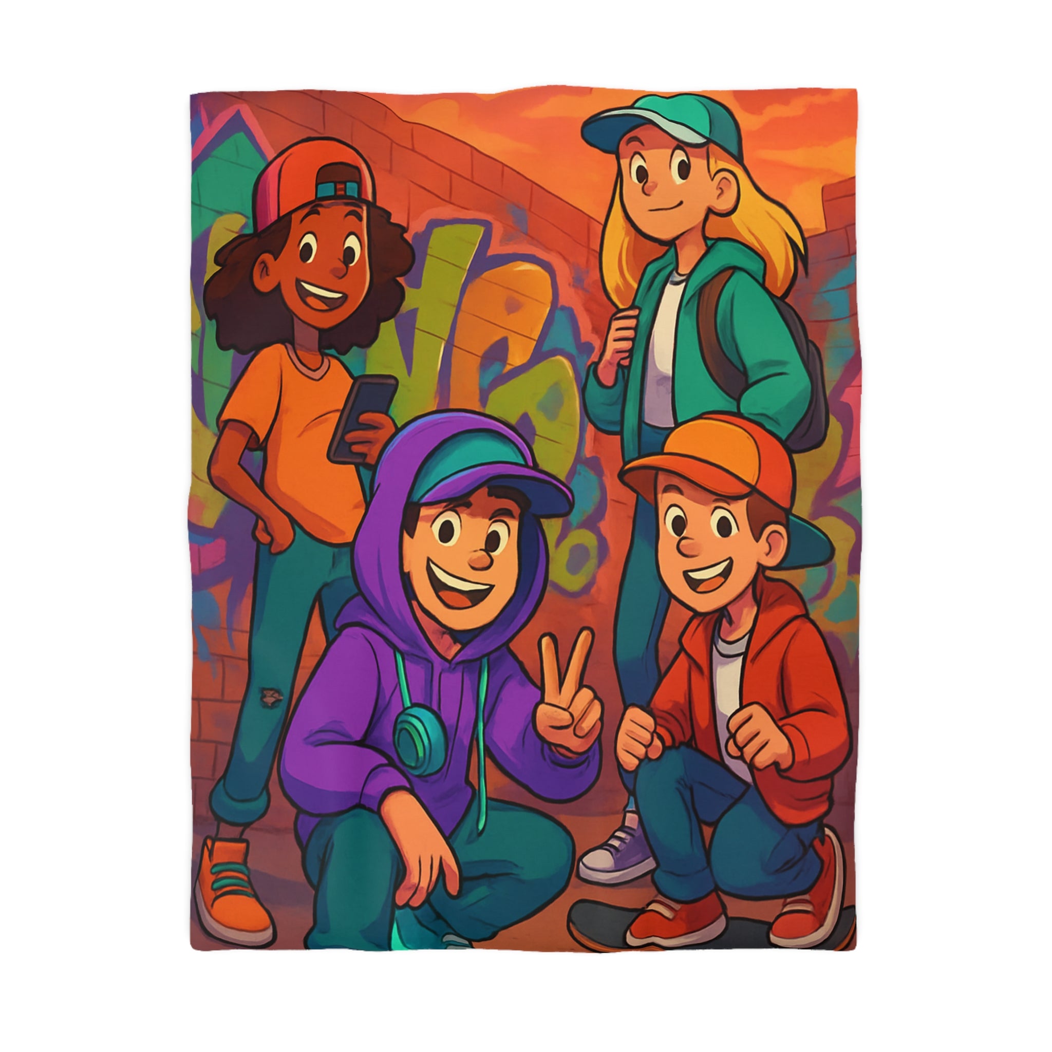 Housse de Couette Microfibre Illustration Unique Design Moderne Décoration Intérieure Raffinée