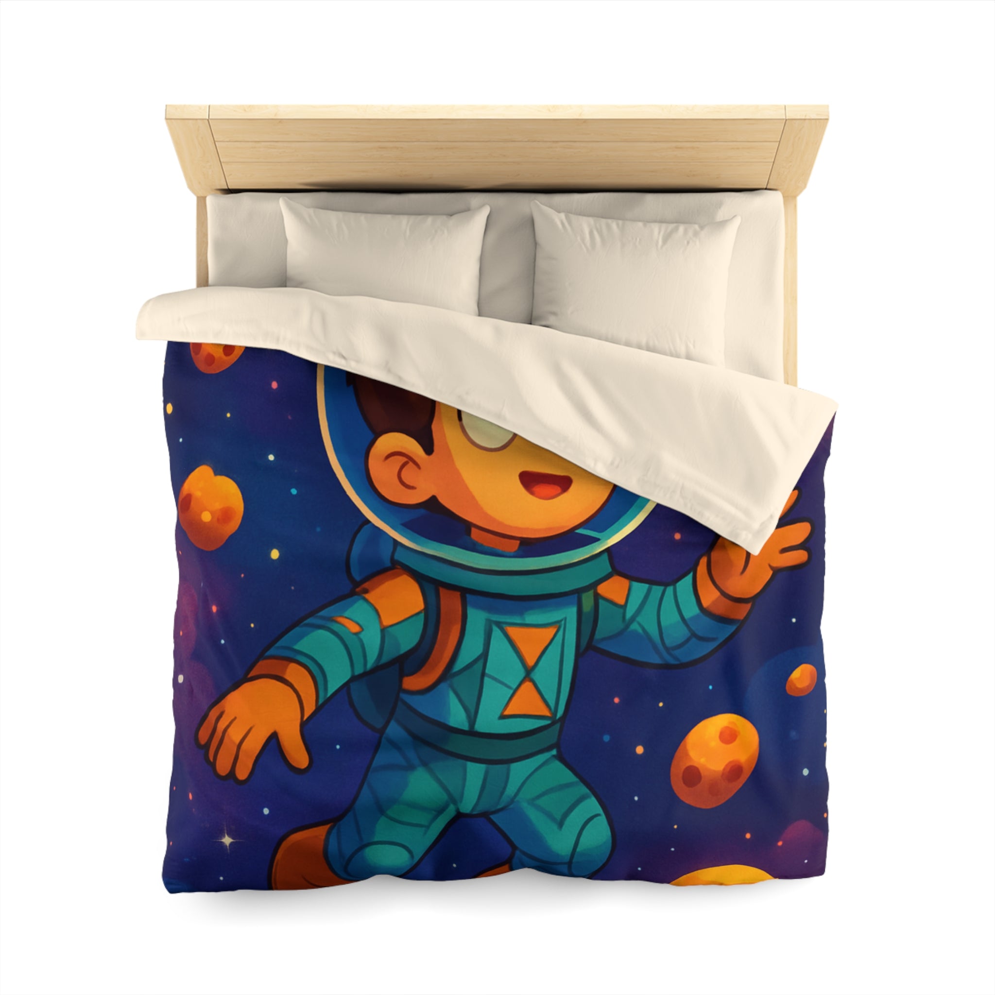 Housse de couette spatiale pour enfants avec planète, étoile, comète et astronaute adorable
