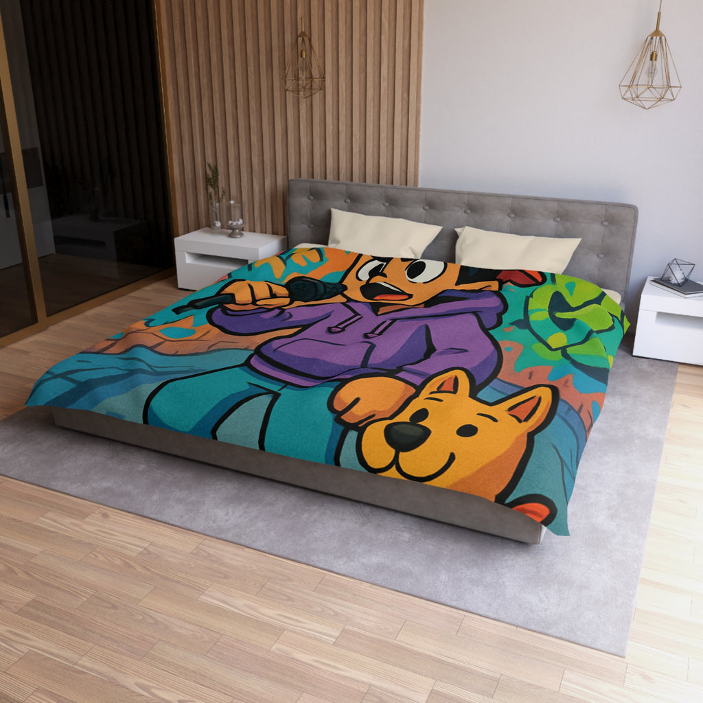 Housse de Couette Rap Urbain avec Chien et Graffiti Coloré pour Chambre Adolescente