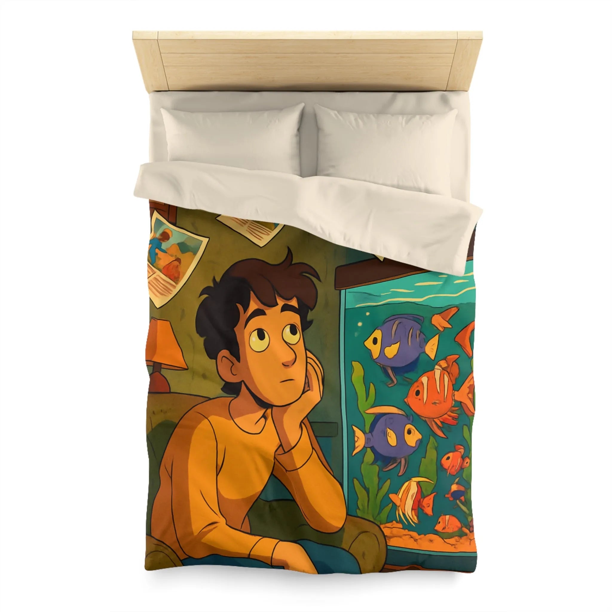 Captivant design coloré d'une chambre rêveuse avec poissons pour adolescents rêveurs