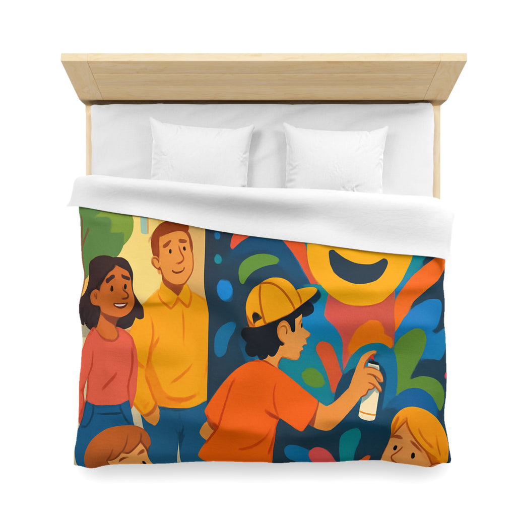 Housse de Couette Microfibre Design Artistique Moderne Décoration Chambre Confort Premium