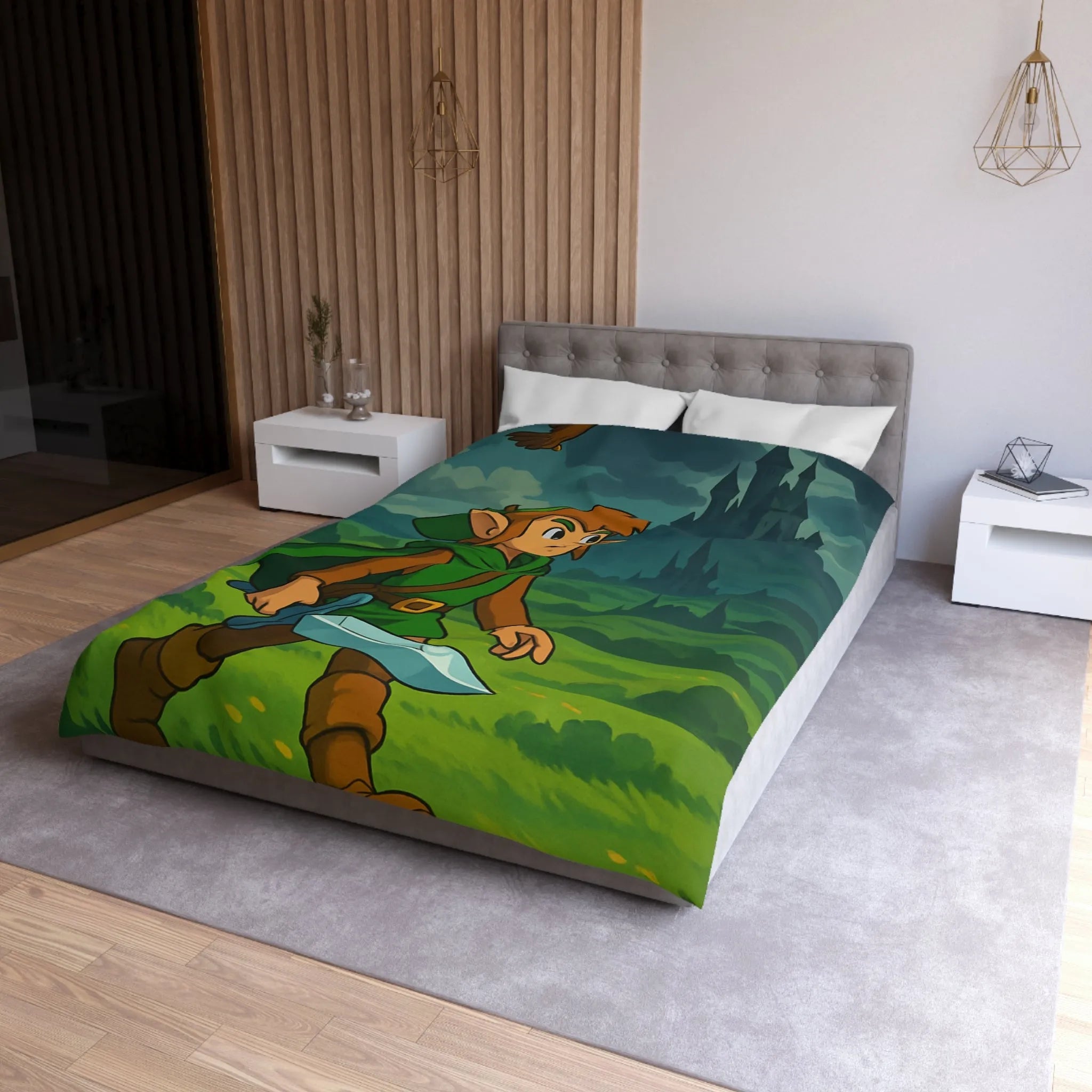 Housse de Couette Microfibre Art Graphique Contemporain Style Décoratif Chambre Tendance