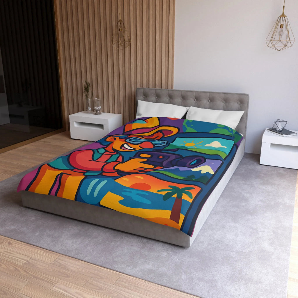 Housse de Couette Microfibre Art Graphique Contemporain Style Décoratif Chambre Tendance