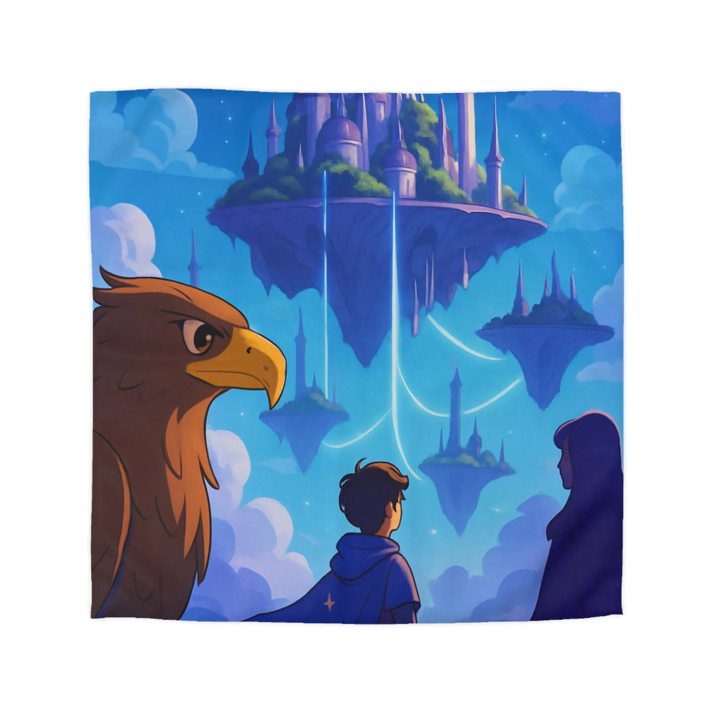 Épopée magique avec château flottant, ciel étoilé et créatures fabuleuses enchante une pièce