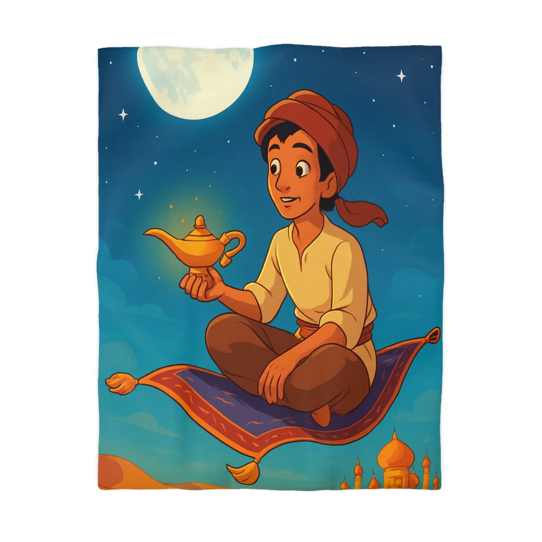 Housse de couette magique thème oriental avec tapis volant et ciel étoilé