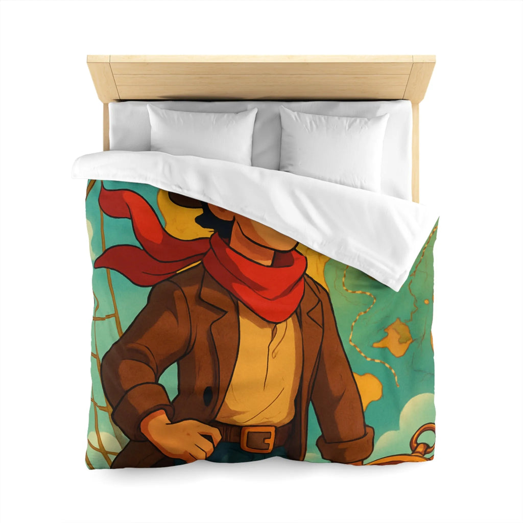 Aventure en Haute Mer avec Explorateur et Carte au Trésor, Housse de Couette Unique