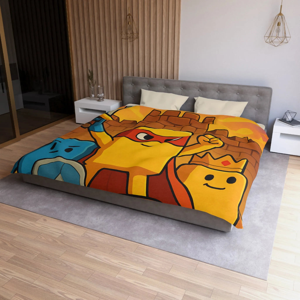 Housse de couette colorée avec personnages géométriques stylisés pour chambre d'enfant