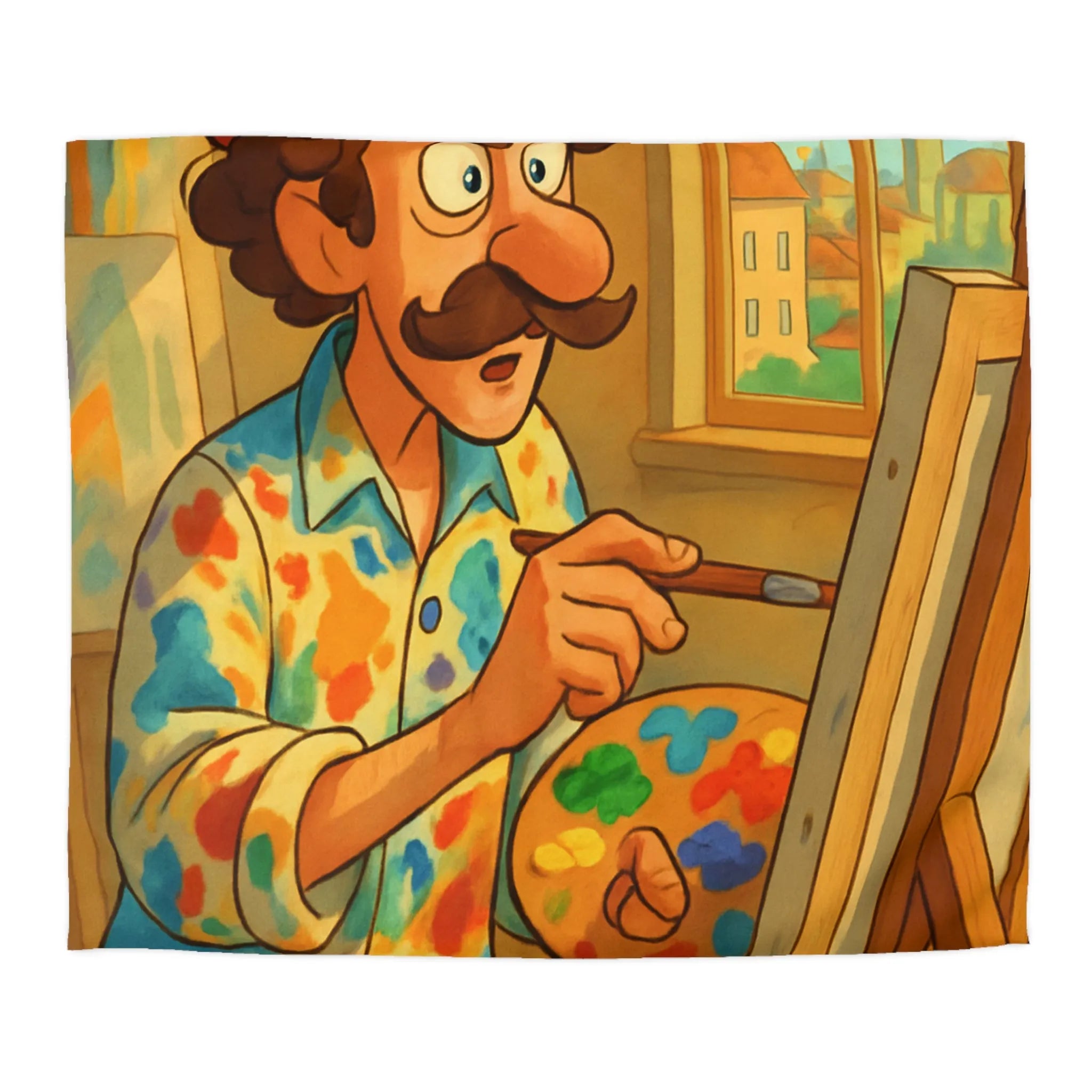 Housse De Couette Artiste Peintre Avec Palette Couleurs Pour Passionnés De Peinture Moderne