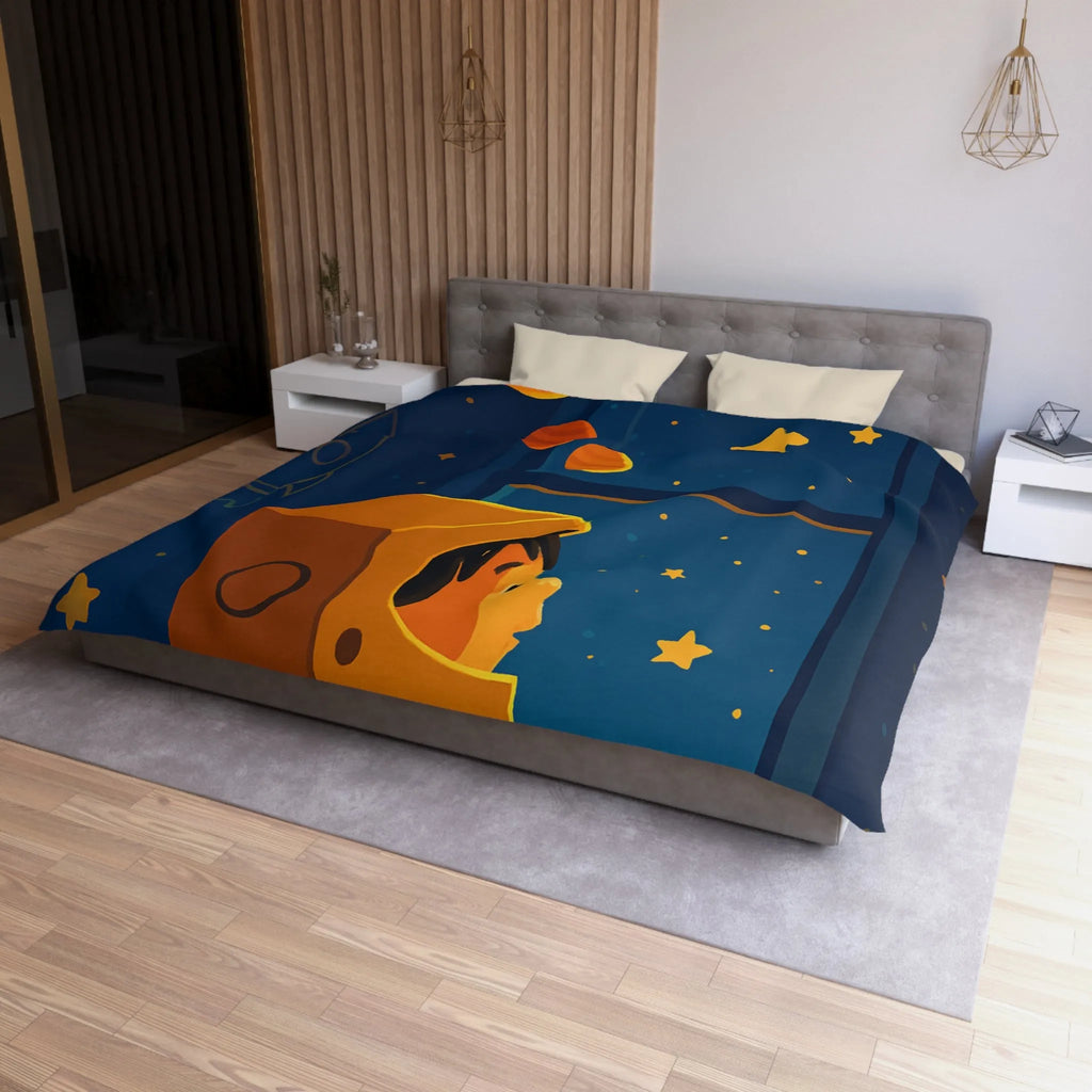 Housse de couette enfant rêveur espace avec planètes et étoiles, ambiance ludique