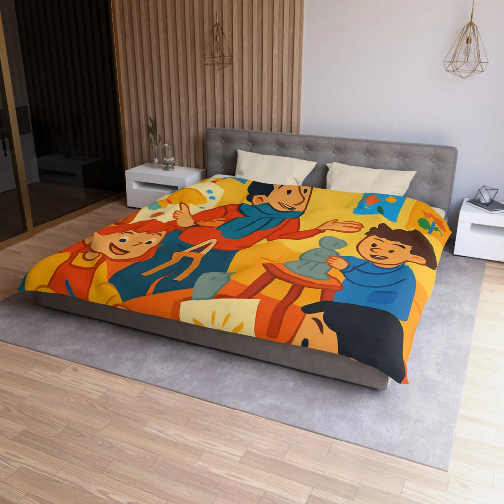 Enchantez votre chambre avec une housse de couette colorée pour enfants sur le thème artistique