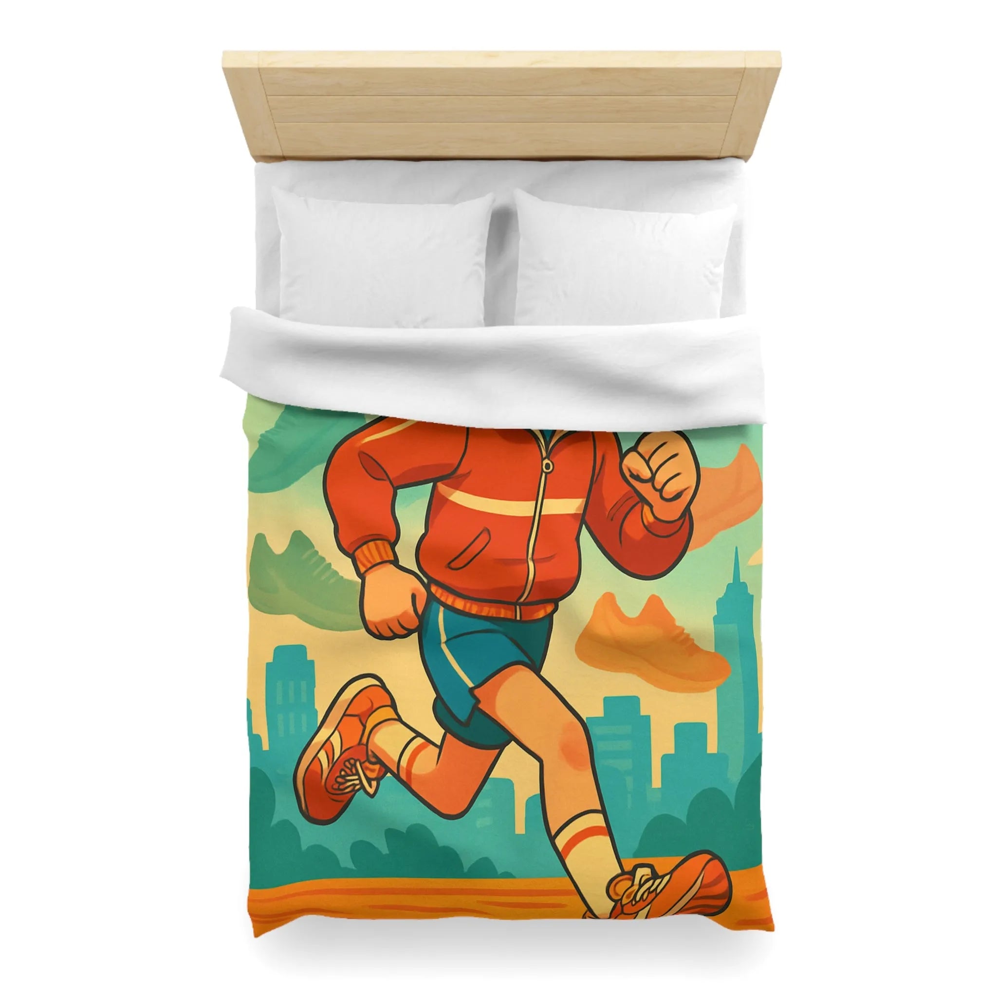 Housse de couette dynamique pour enfant avec athlète et nuancé de chaussures colorées