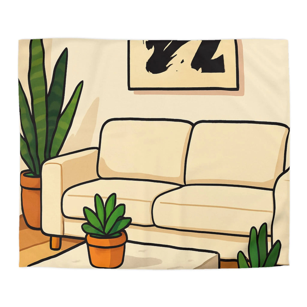 Housse de Couette Élégante avec Design Graphique Moderne et Plantes Vertes Décoratives