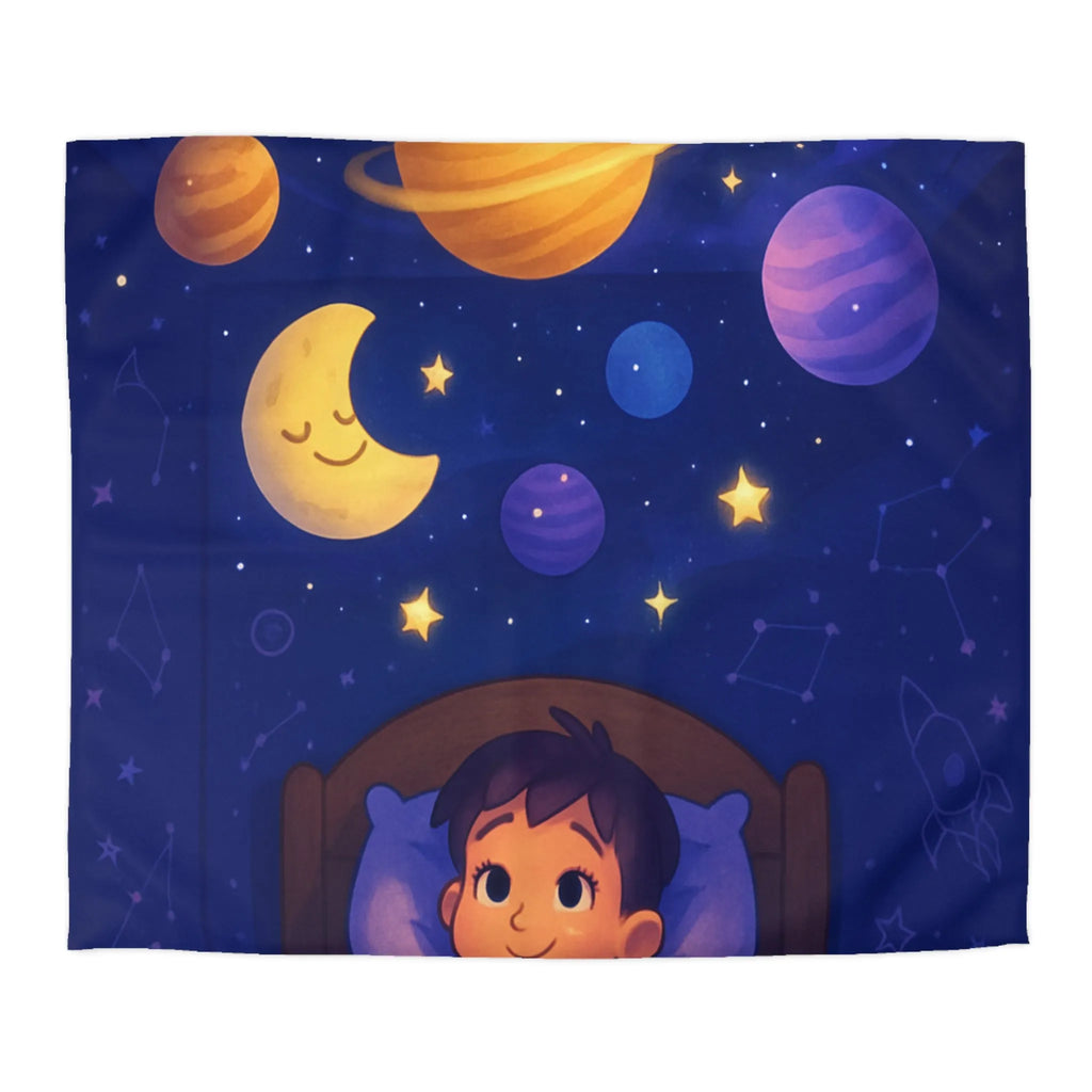 Housse de couette enfantine avec système solaire et ciel étoilé apaisant pour rêver